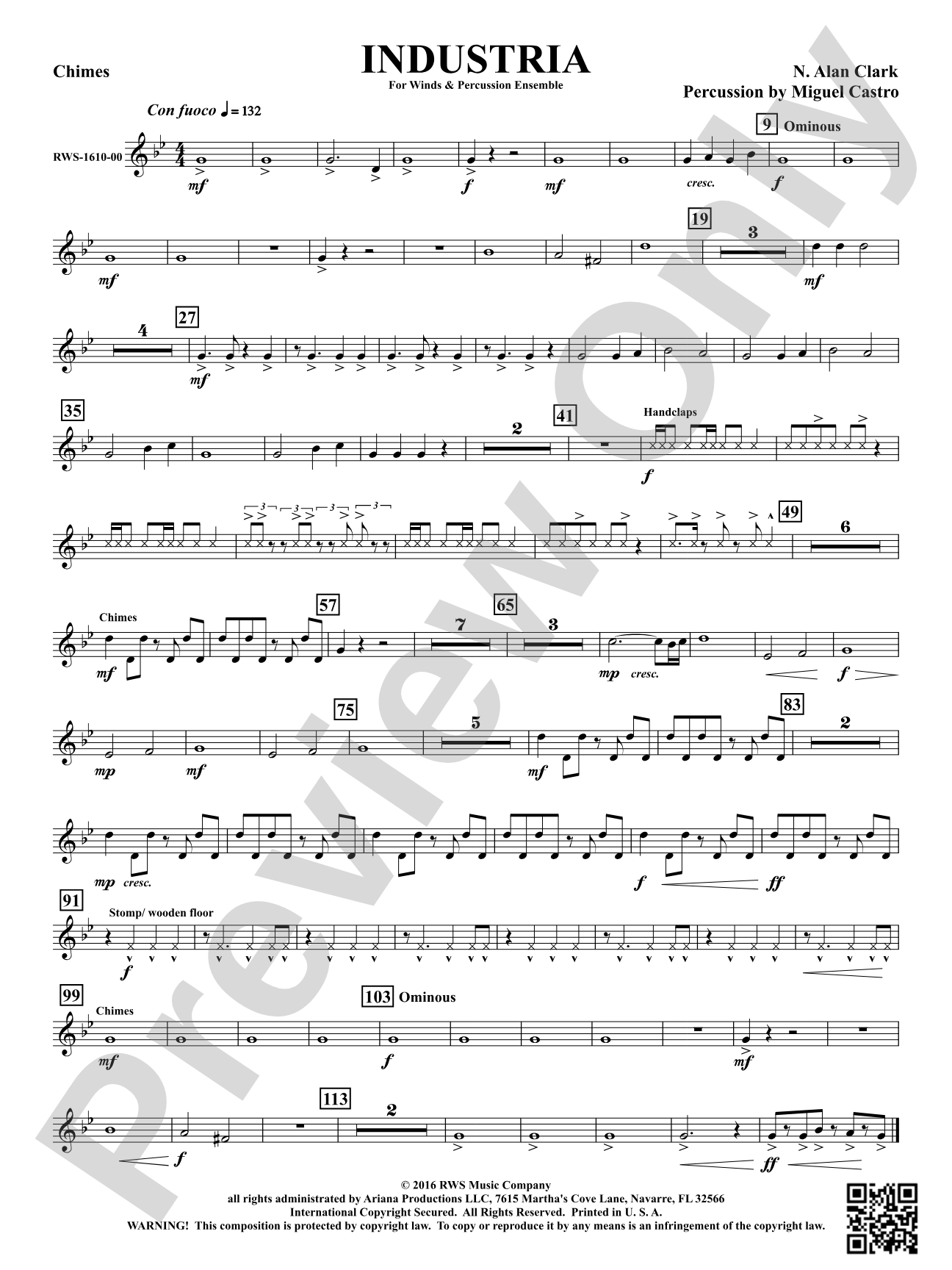 Industria - For Winds & Percussion Ensemble: Chimes