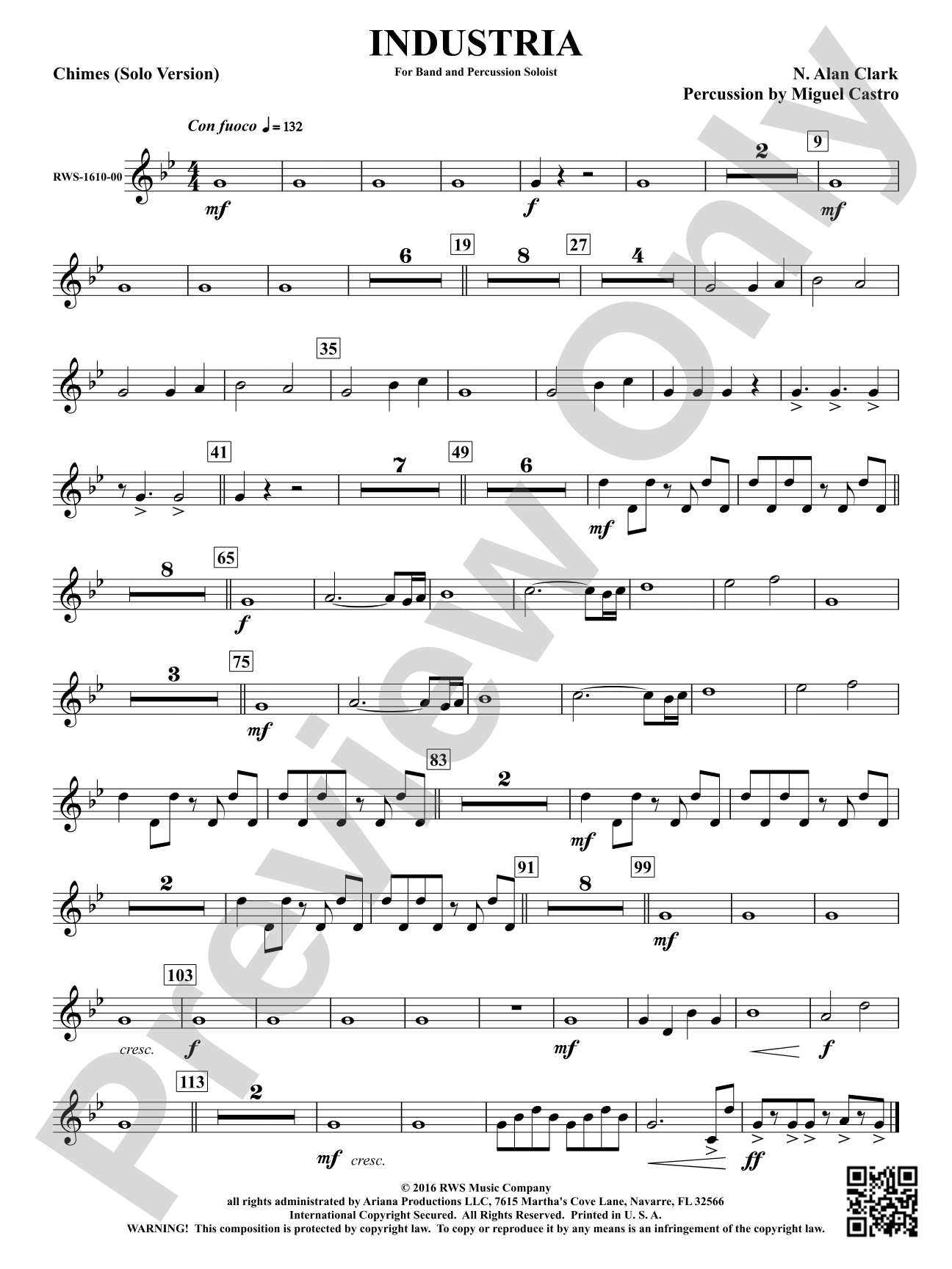 Industria - For Winds & Percussion Ensemble: Chimes Solo