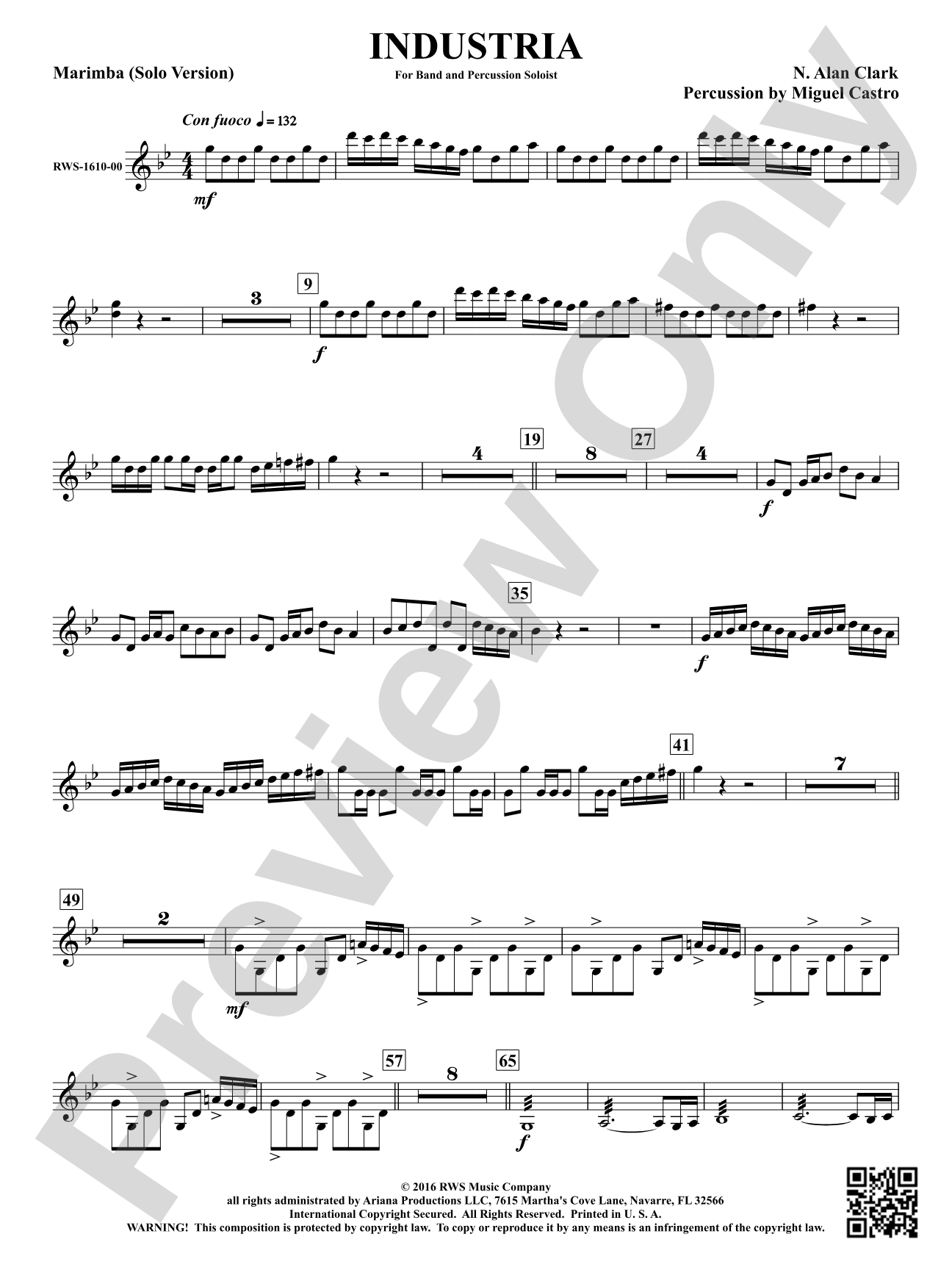 Industria - For Winds & Percussion Ensemble: Marimba Solo