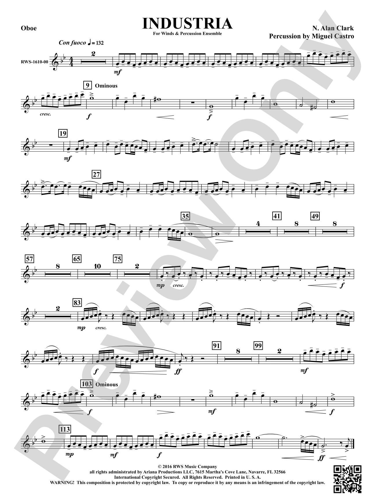 Industria - For Winds & Percussion Ensemble: Oboe