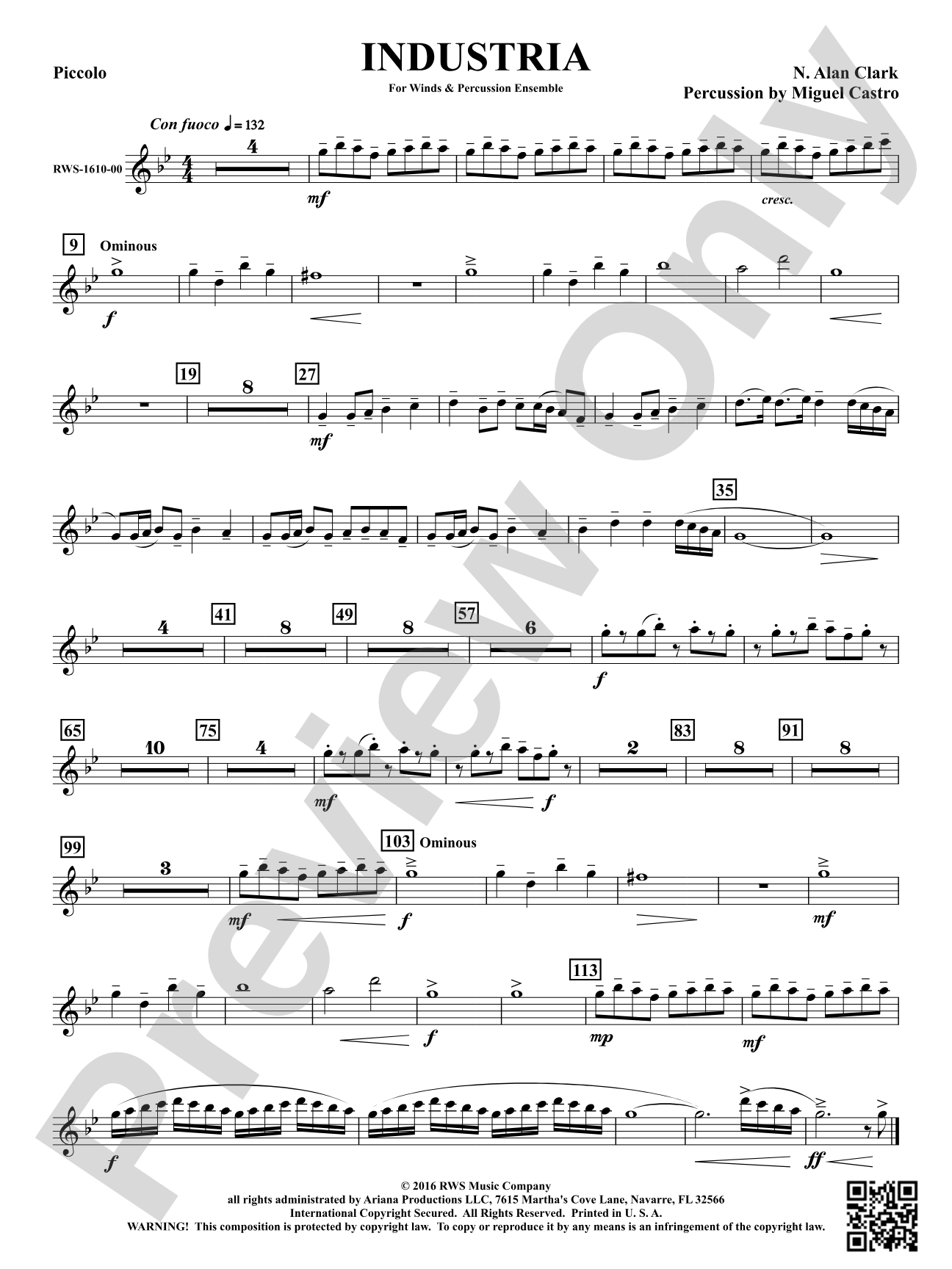 Industria - For Winds & Percussion Ensemble: Piccolo