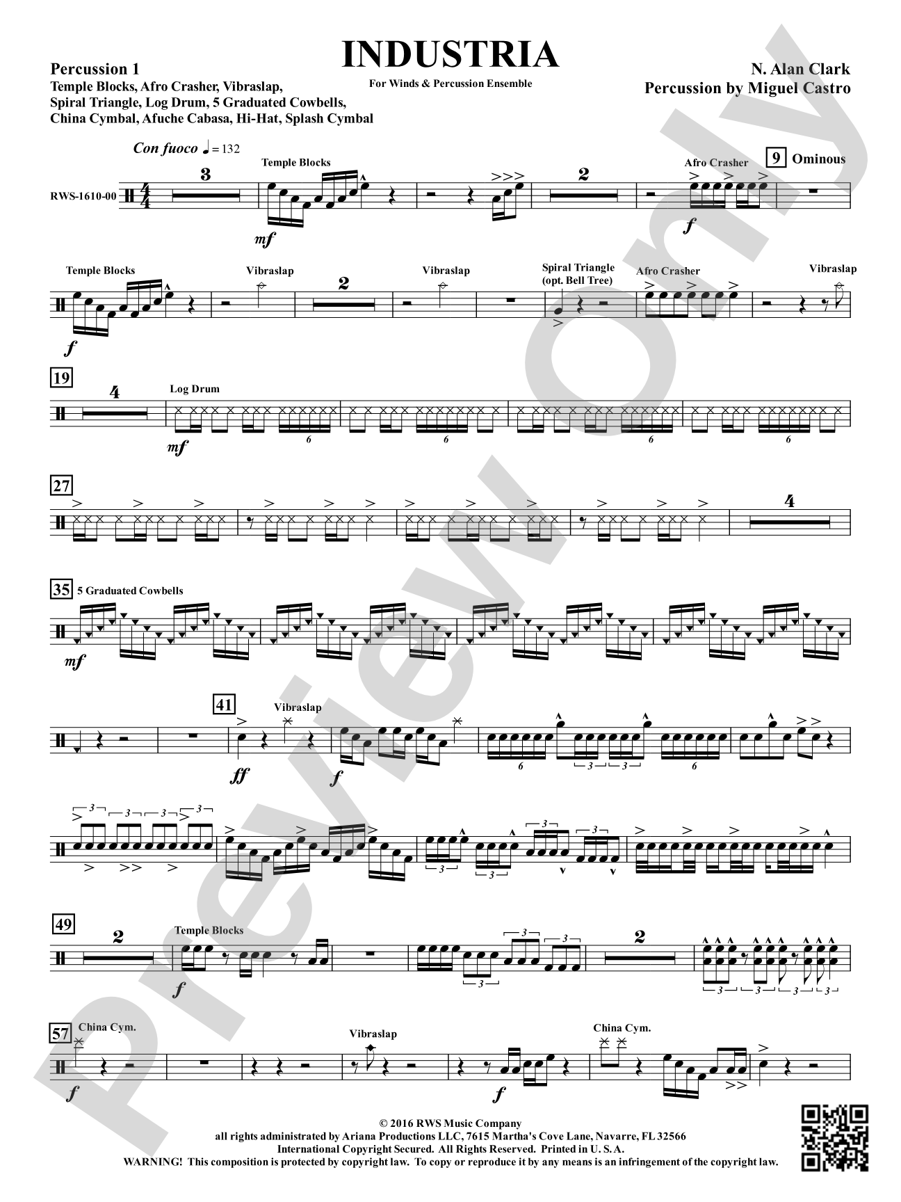 Industria - For Winds & Percussion Ensemble: 1st Percussion