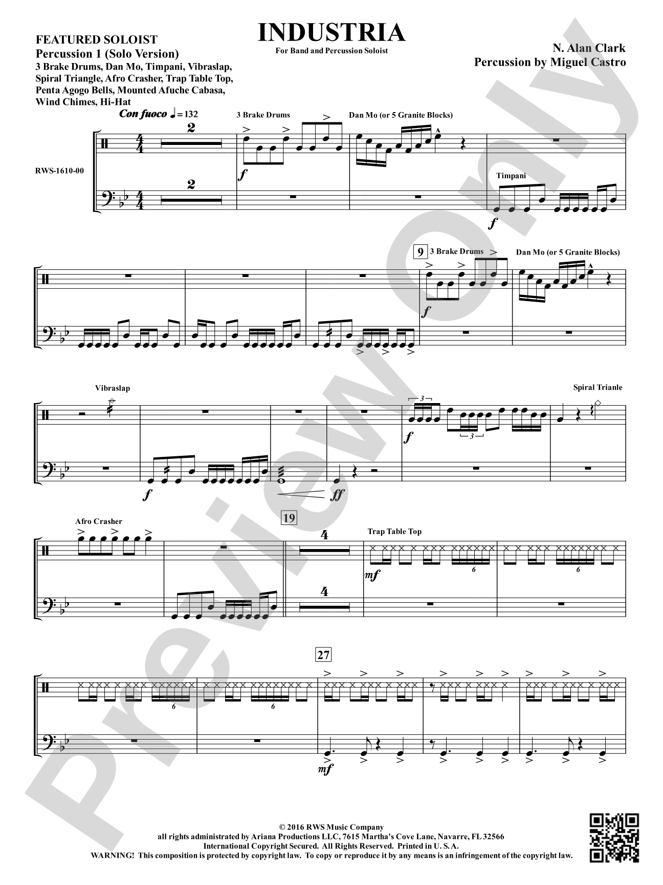 Industria - For Winds & Percussion Ensemble: 1st Percussion Solo