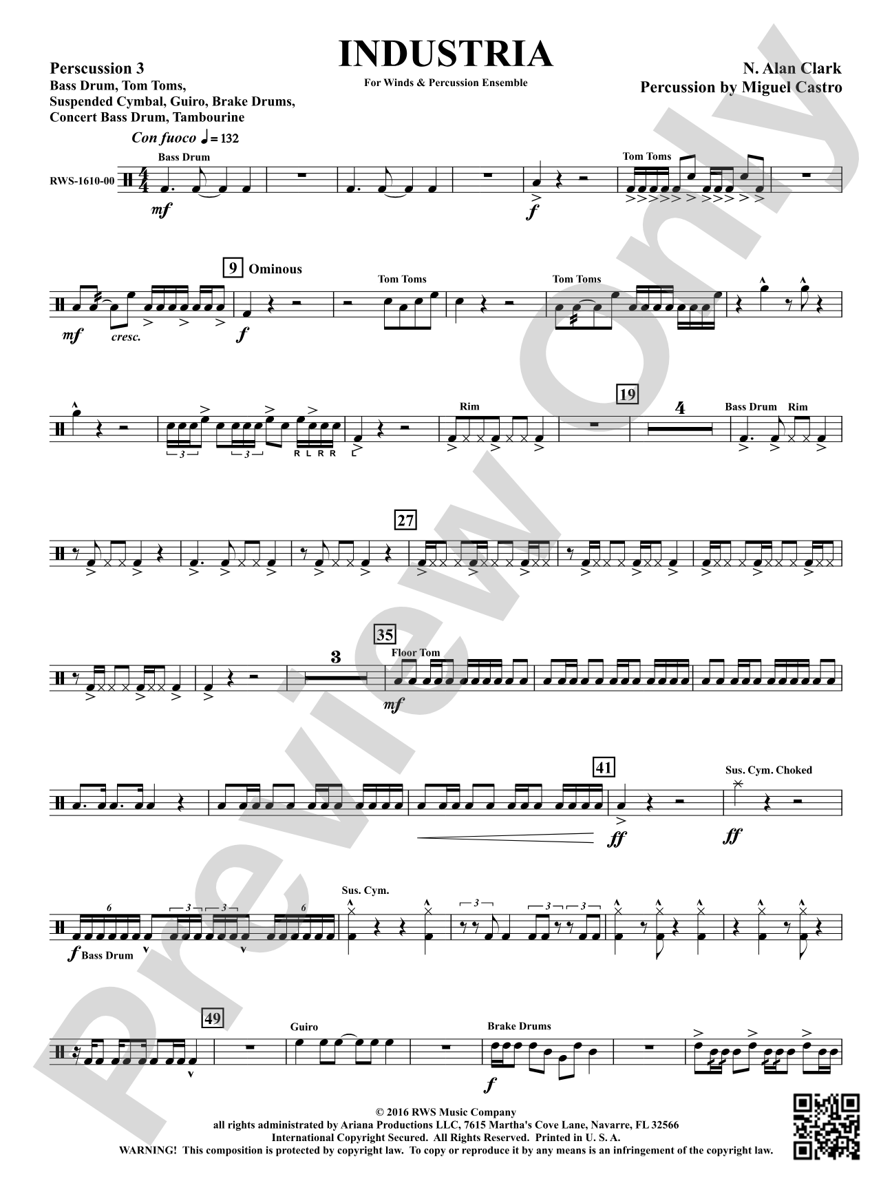 Industria - For Winds & Percussion Ensemble: 3rd Percussion
