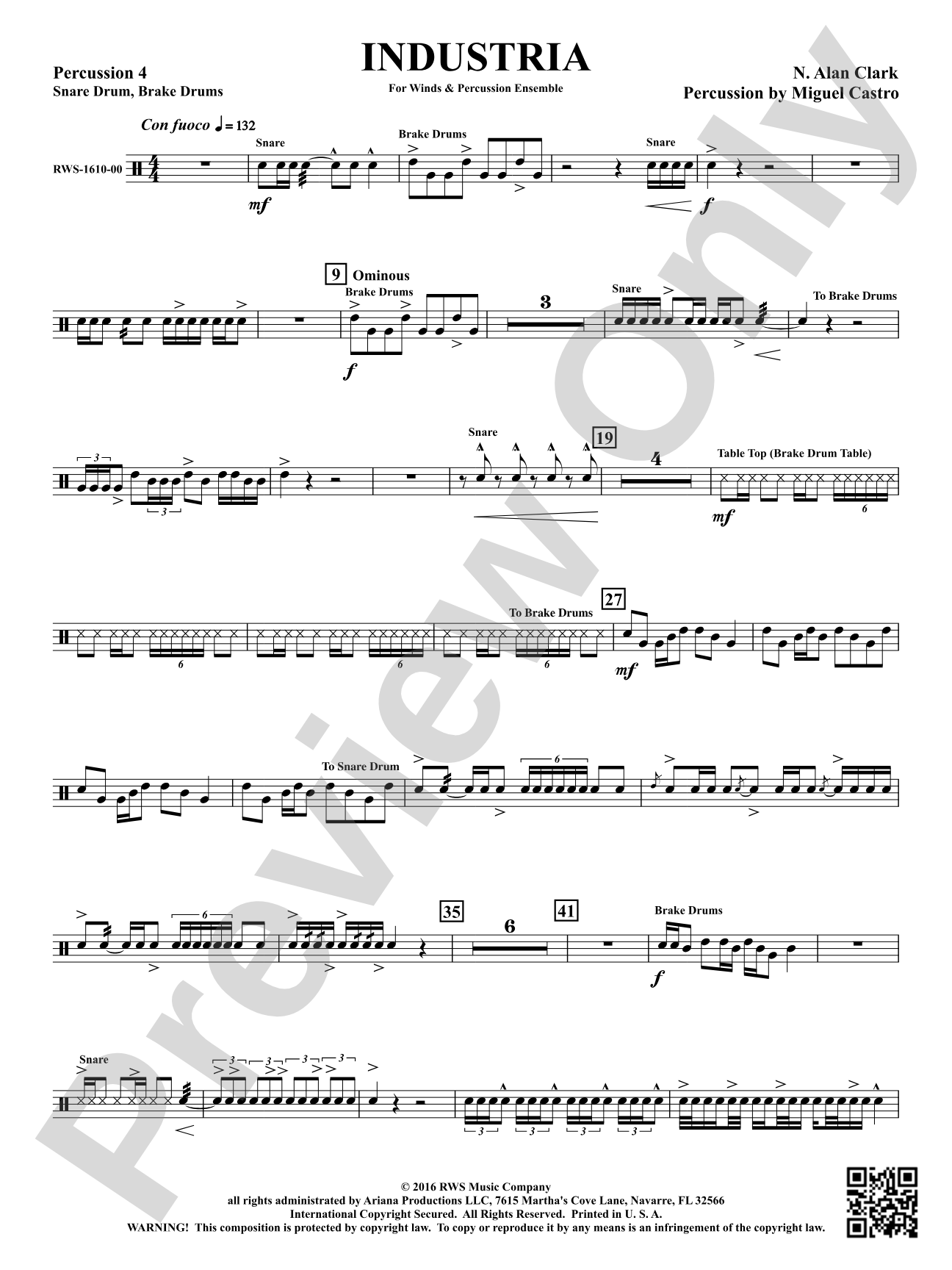 Industria - For Winds & Percussion Ensemble: 4th Percussion