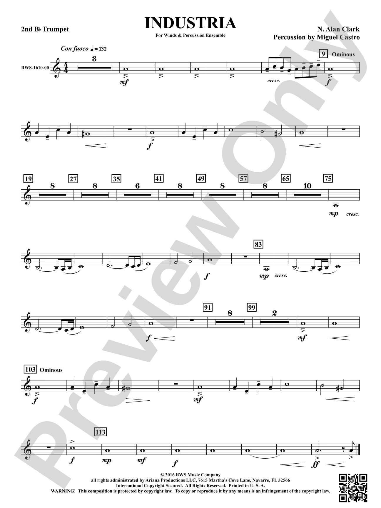 Industria - For Winds & Percussion Ensemble: 2nd B-flat Trumpet