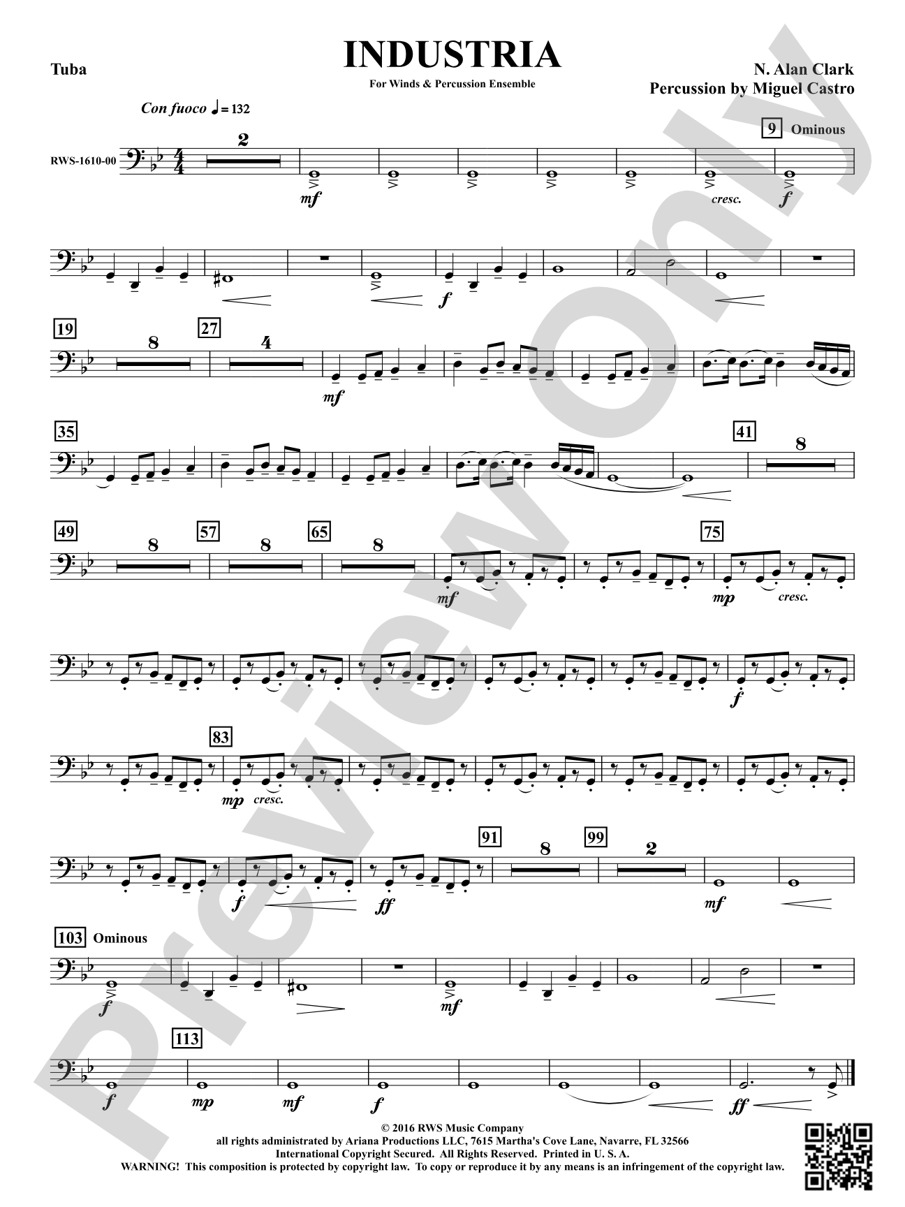 Industria - For Winds & Percussion Ensemble: Tuba