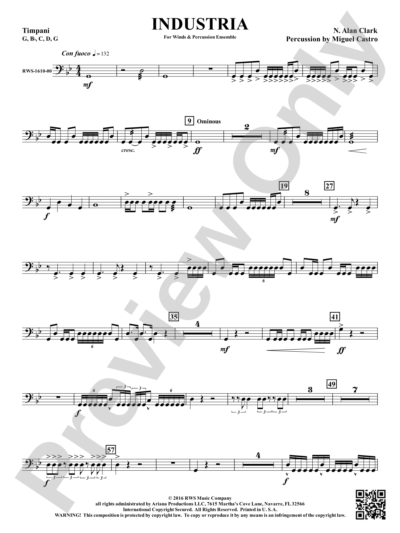 Industria - For Winds & Percussion Ensemble: Timpani