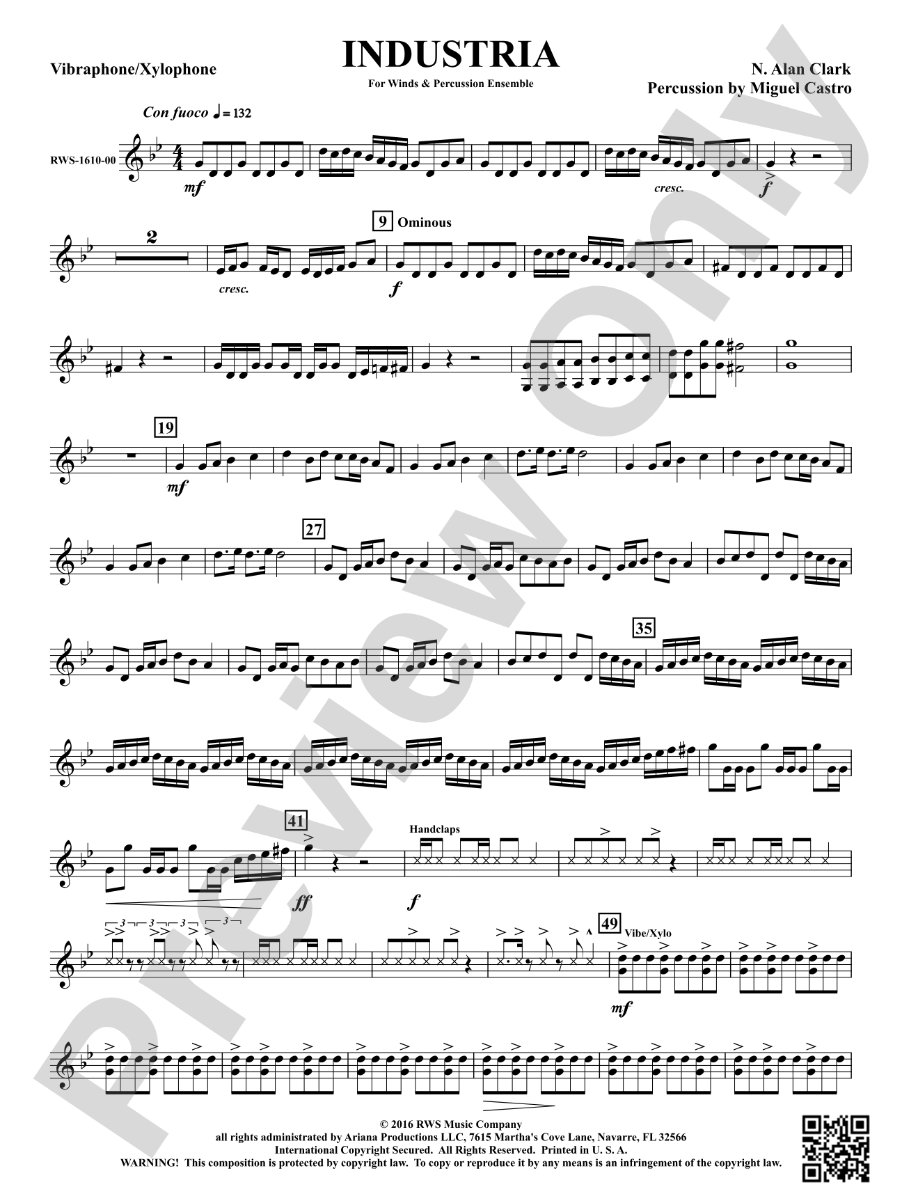 Industria - For Winds & Percussion Ensemble: Vibraphone