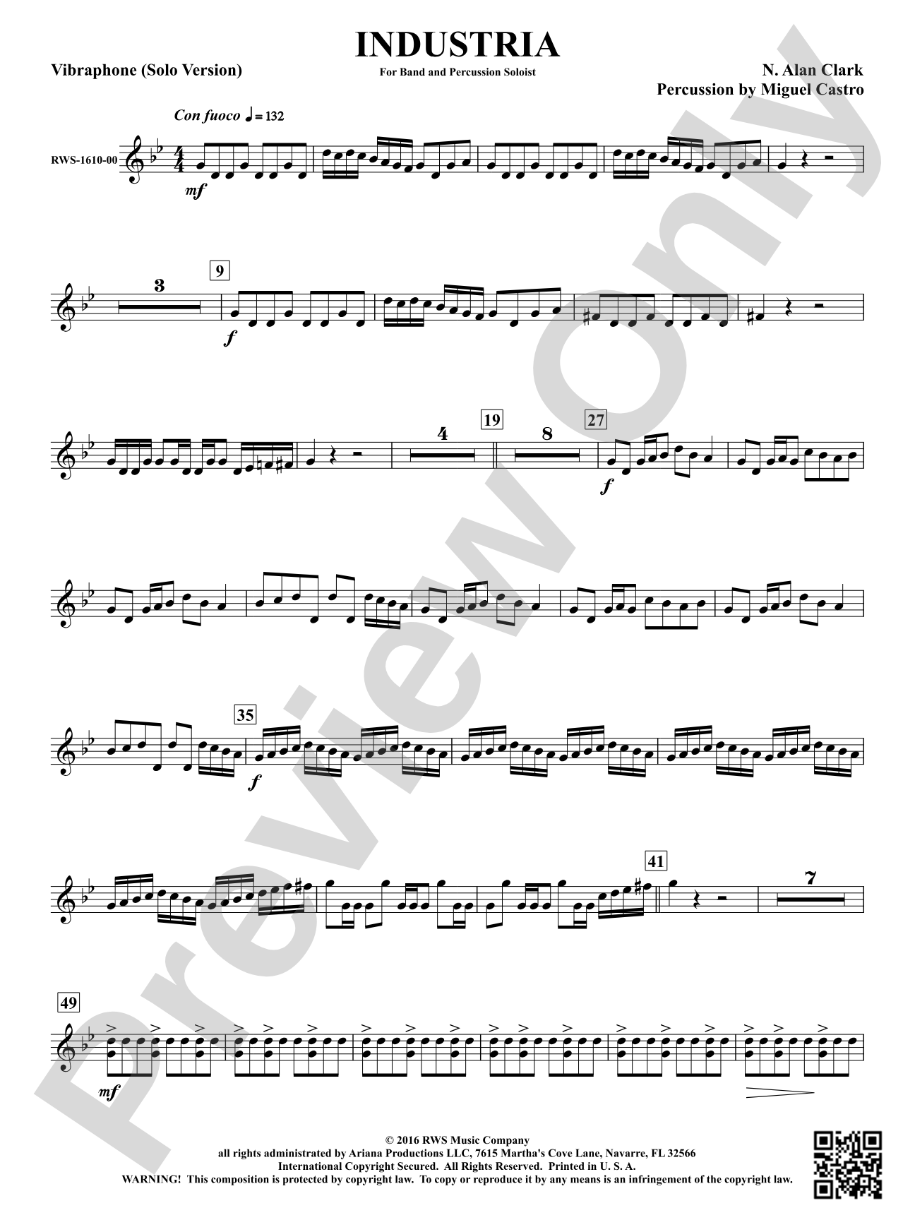 Industria - For Winds & Percussion Ensemble: Vibraphone Solo