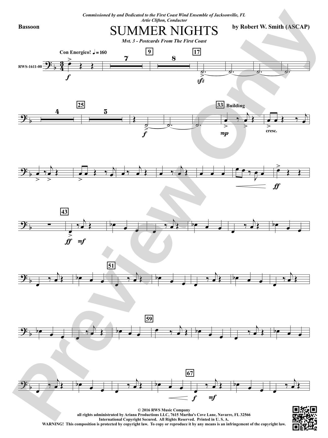 Summer Nights - Mvt. 3 - Postcards from the First Coast: Bassoon