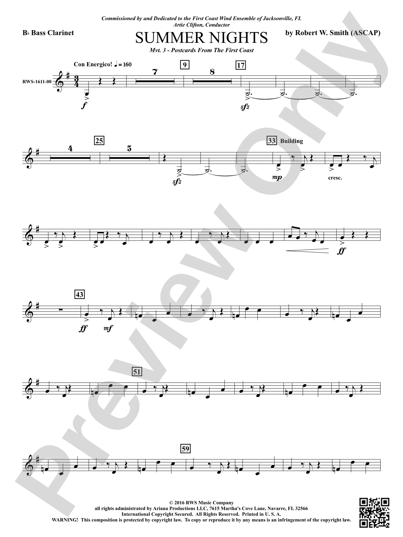 Summer Nights - Mvt. 3 - Postcards from the First Coast: B-flat Bass Clarinet