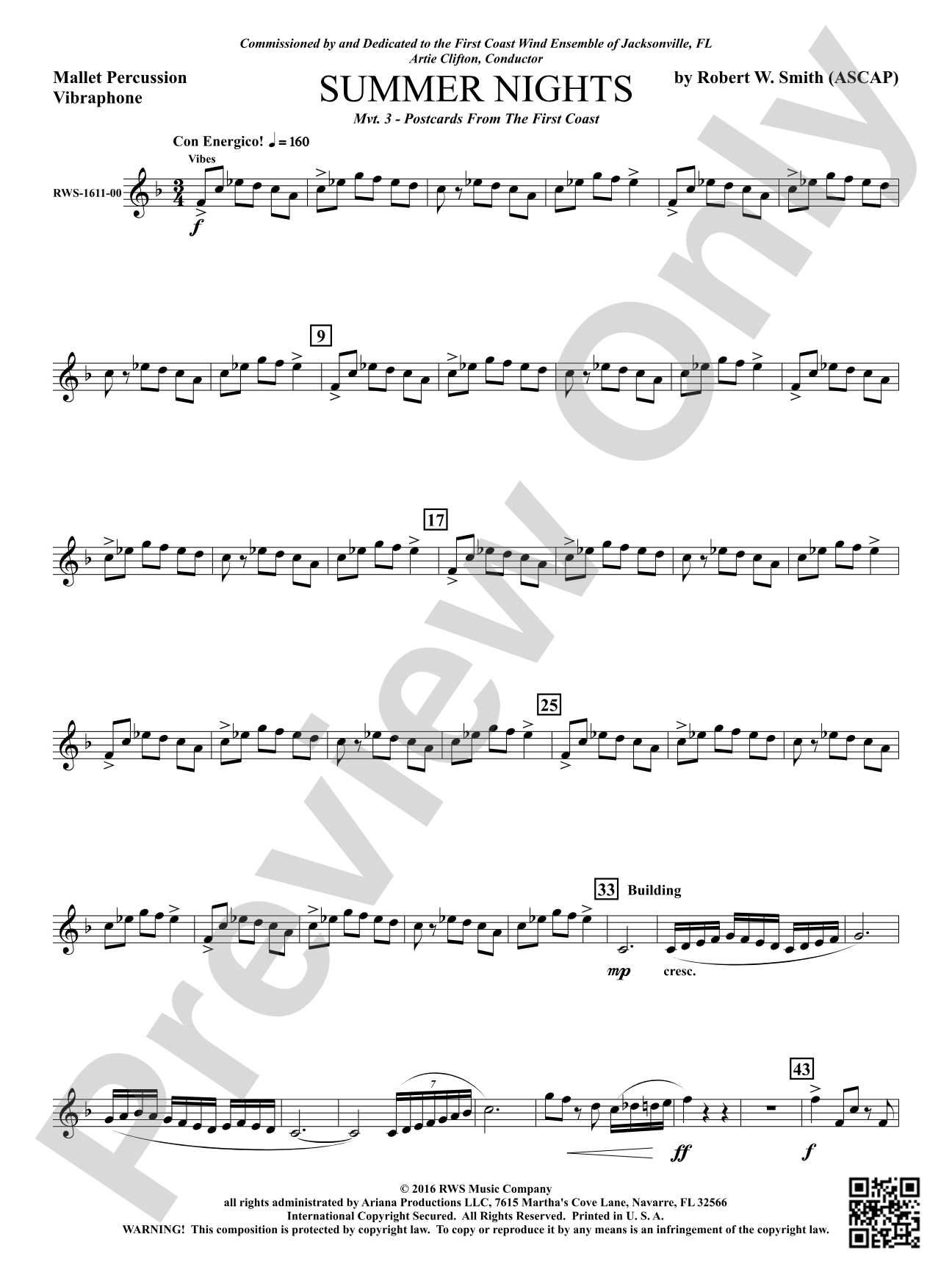 Summer Nights - Mvt. 3 - Postcards from the First Coast: 1st Mallet Percussion