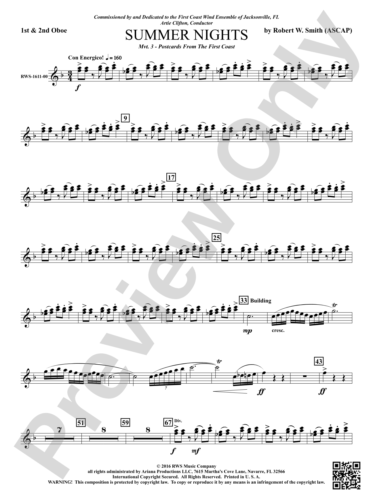 Summer Nights - Mvt. 3 - Postcards from the First Coast: 1st & 2nd Oboe