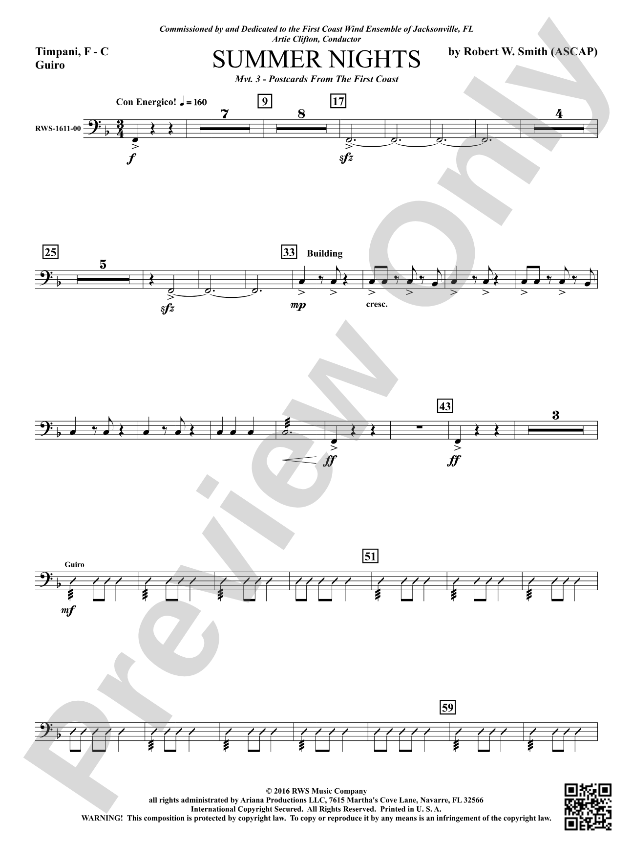 Summer Nights - Mvt. 3 - Postcards from the First Coast: Timpani