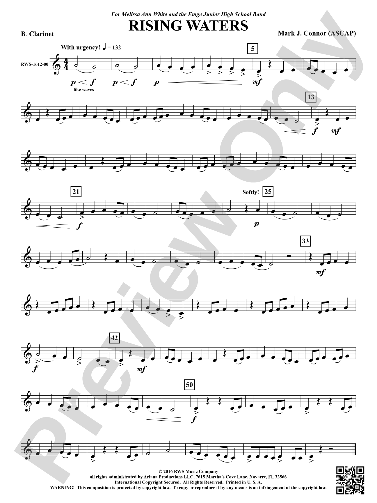 Rising Waters: 1st B-flat Clarinet