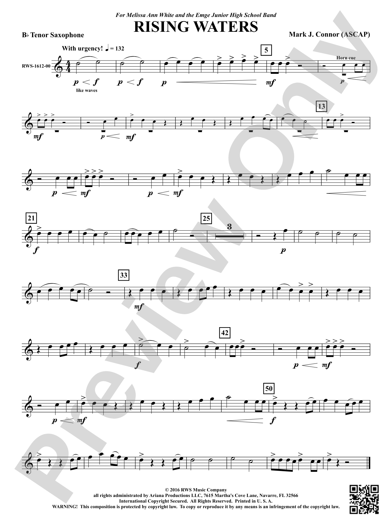 Rising Waters: B-flat Tenor Saxophone