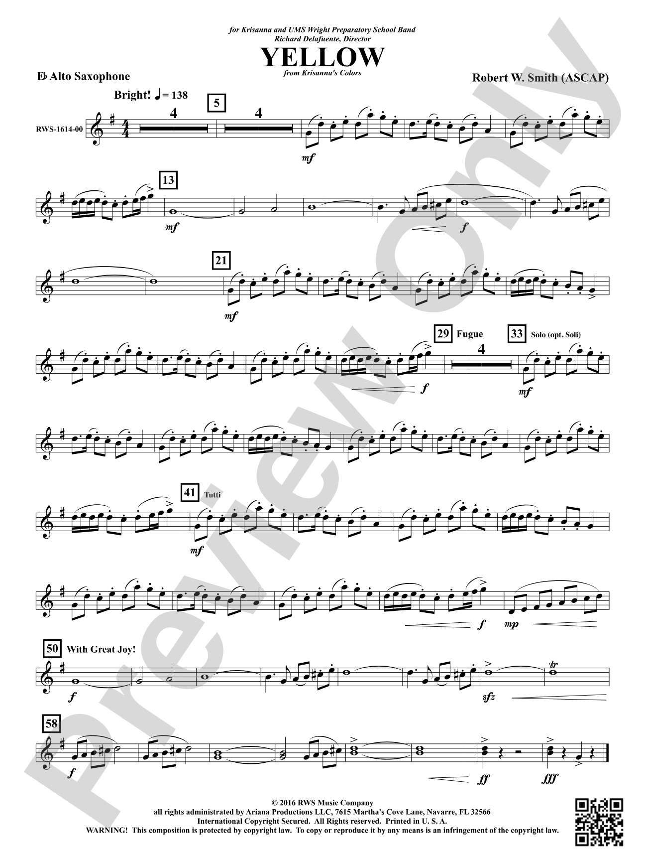 Yellow: 1st E-flat Alto Saxophone