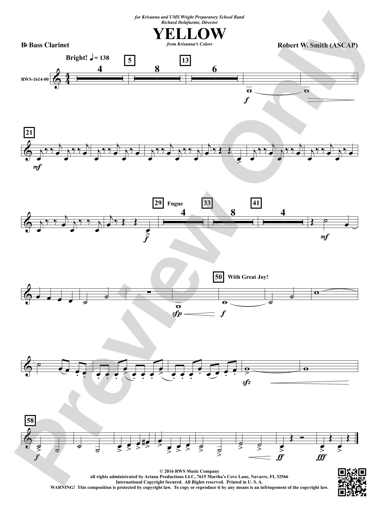 Yellow: B-flat Bass Clarinet