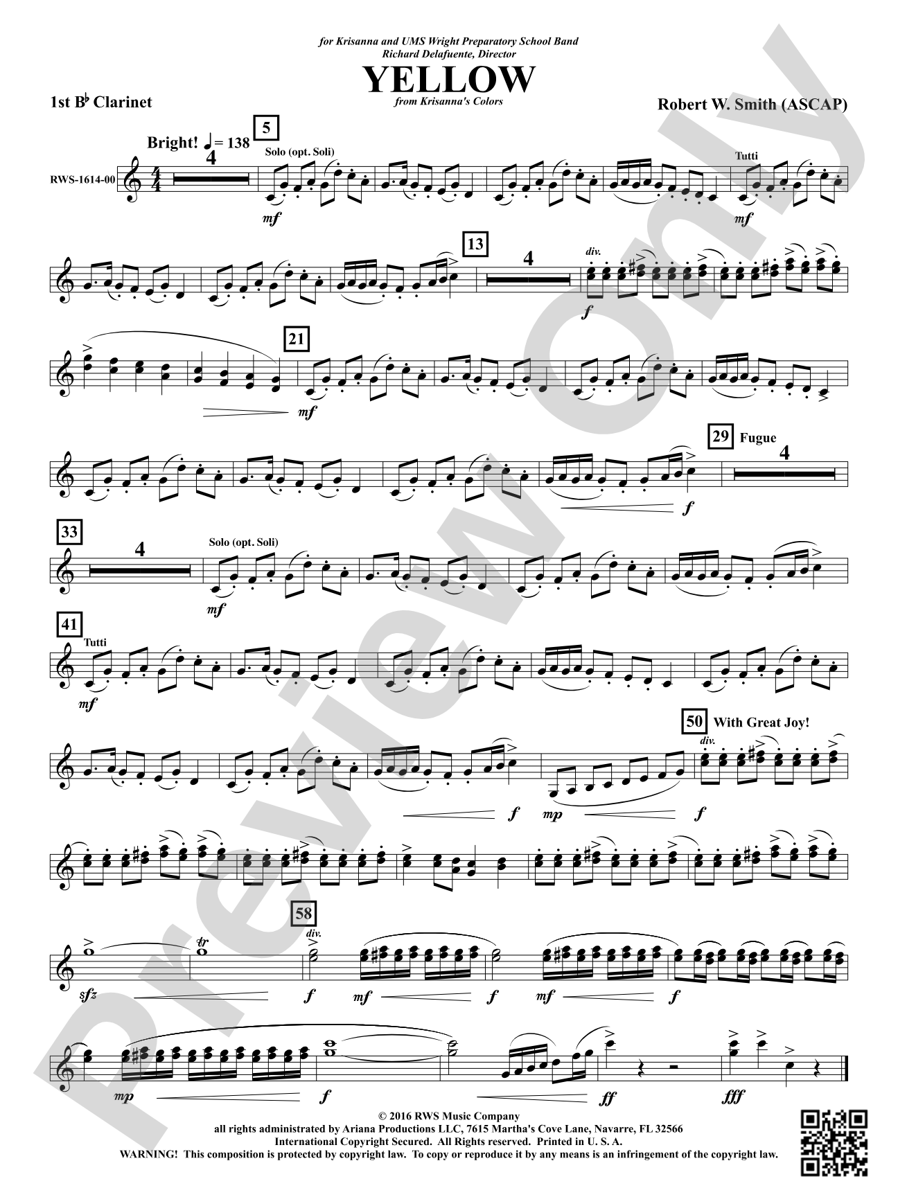 Yellow: 1st B-flat Clarinet