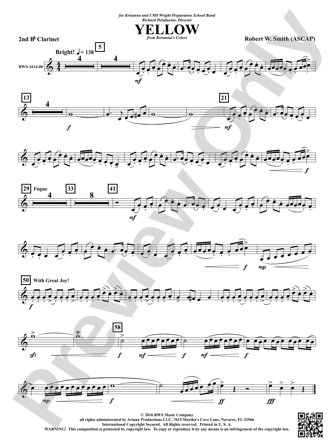 Yellow: 2nd B-flat Clarinet