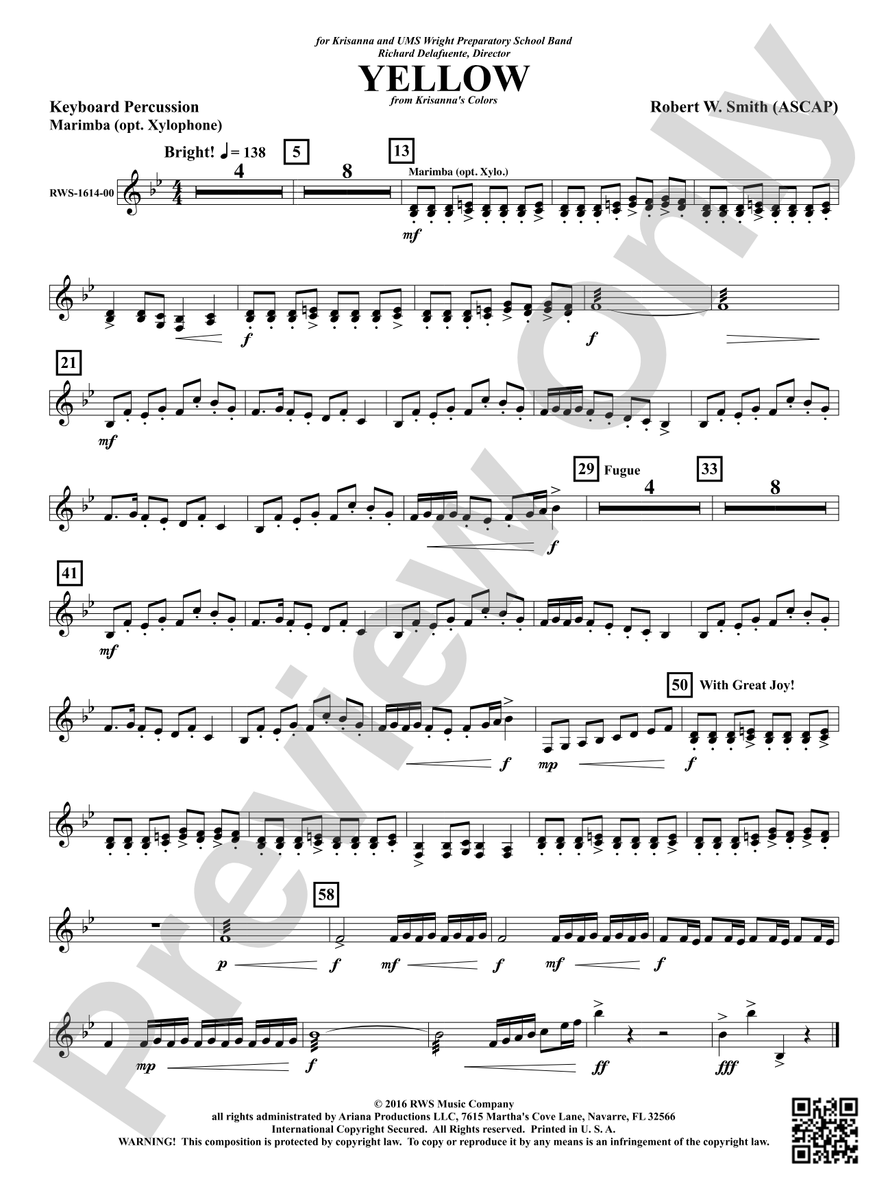 Yellow: 1st Mallet Percussion