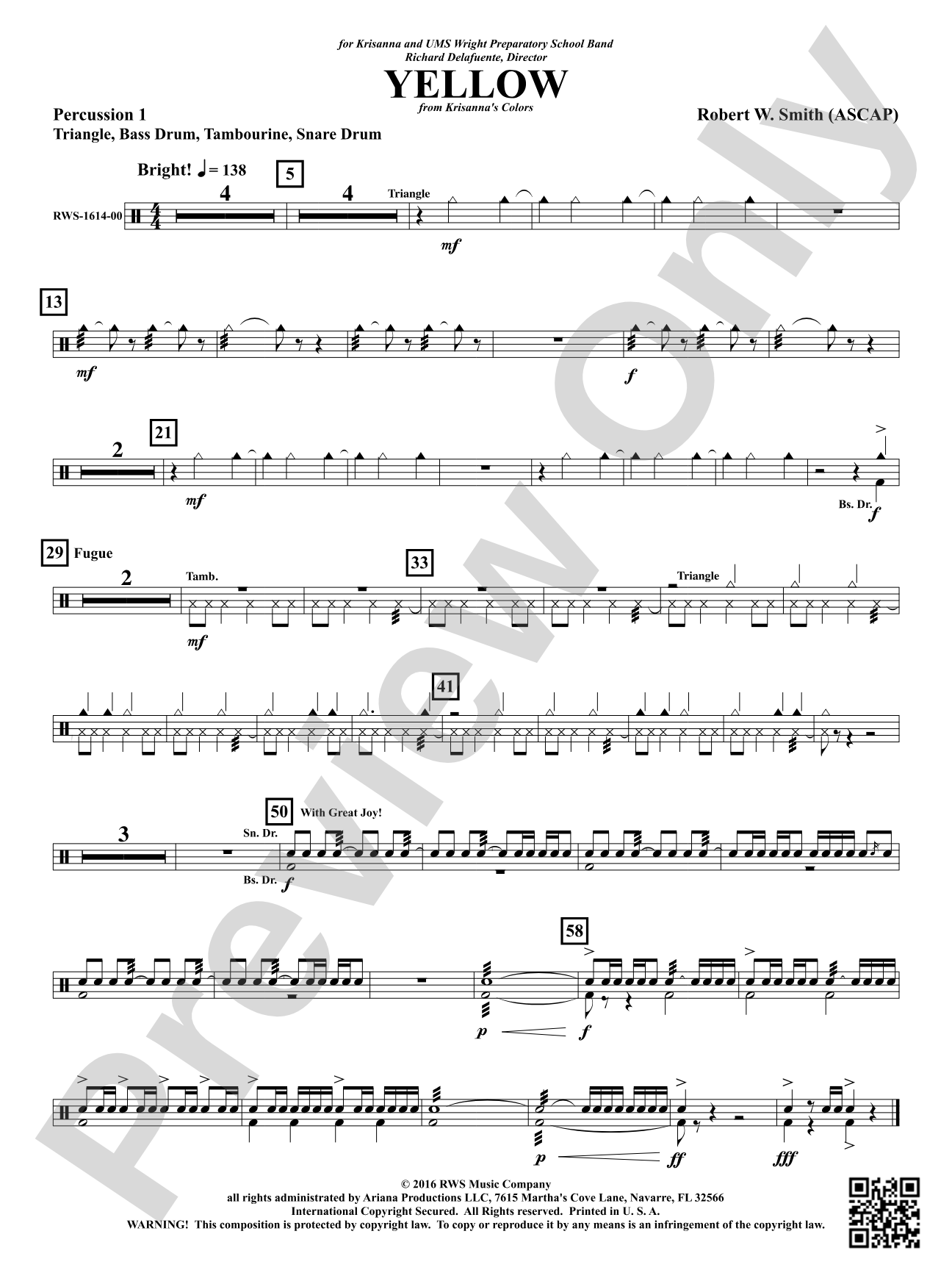 Yellow: 1st Percussion