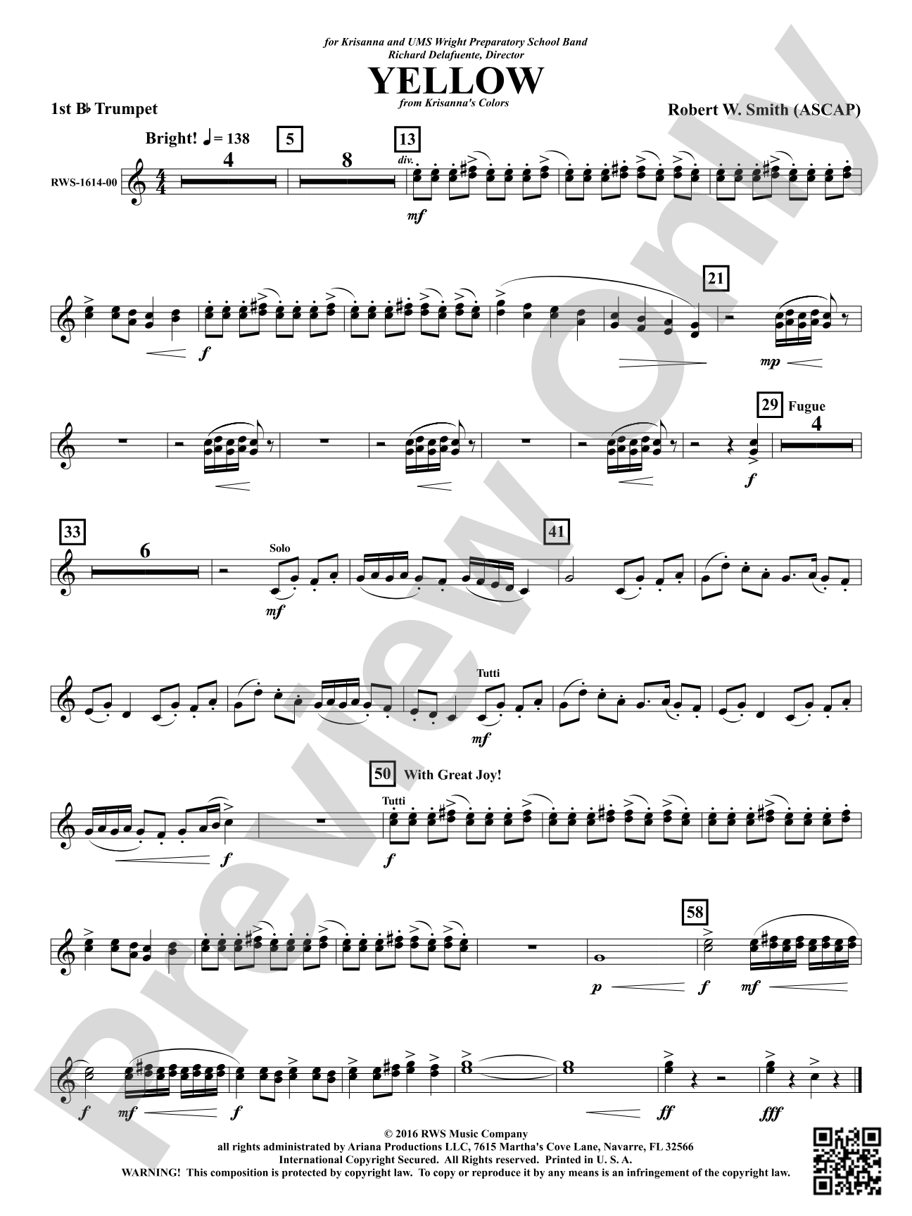 Yellow: 1st B-flat Trumpet