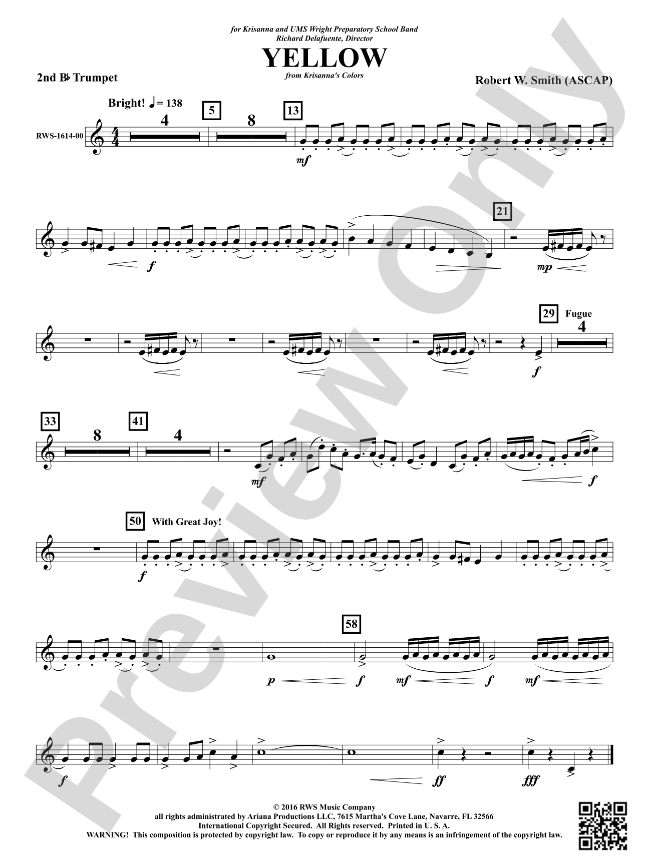 Yellow: 2nd B-flat Trumpet
