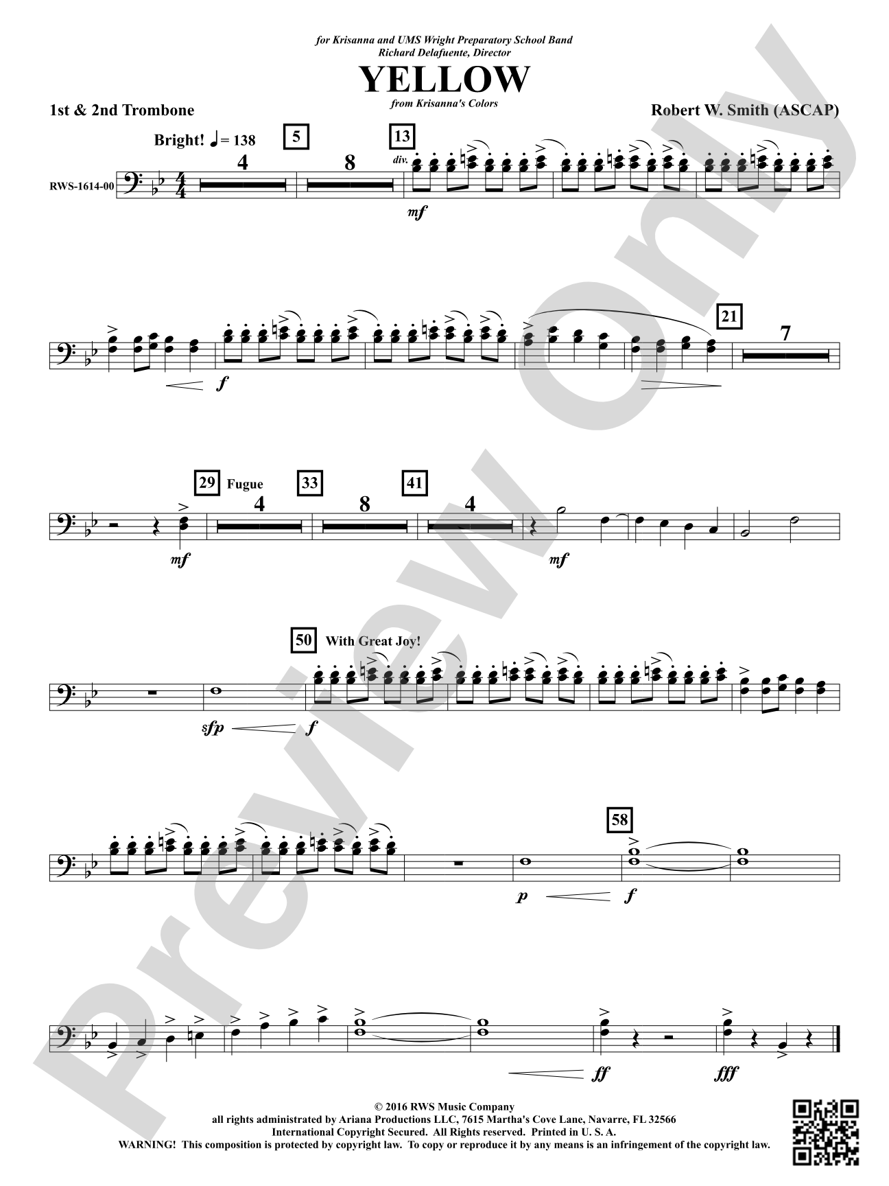 Yellow: 1st & 2nd Trombones