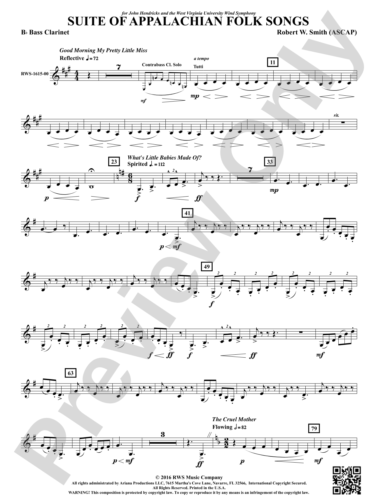 Suite of Appalachian Folk Songs: B-flat Bass Clarinet