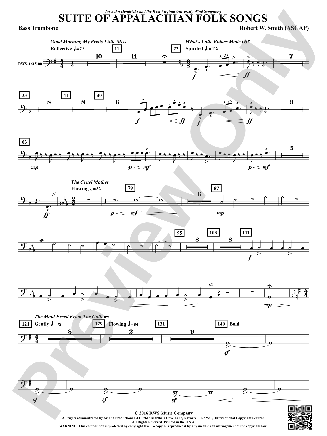 Suite of Appalachian Folk Songs: Bass Trombone