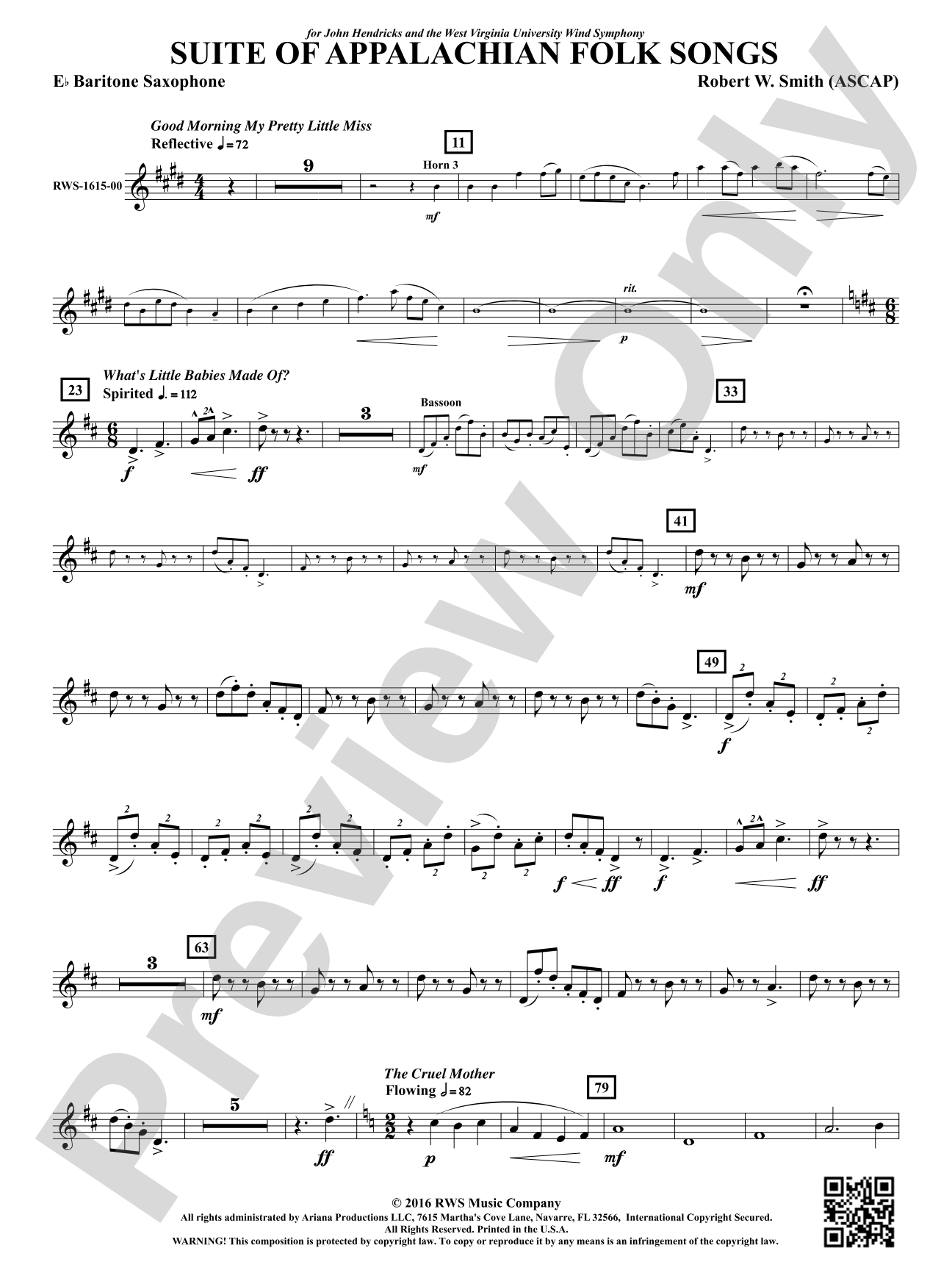 Suite of Appalachian Folk Songs: E-flat Baritone Saxophone