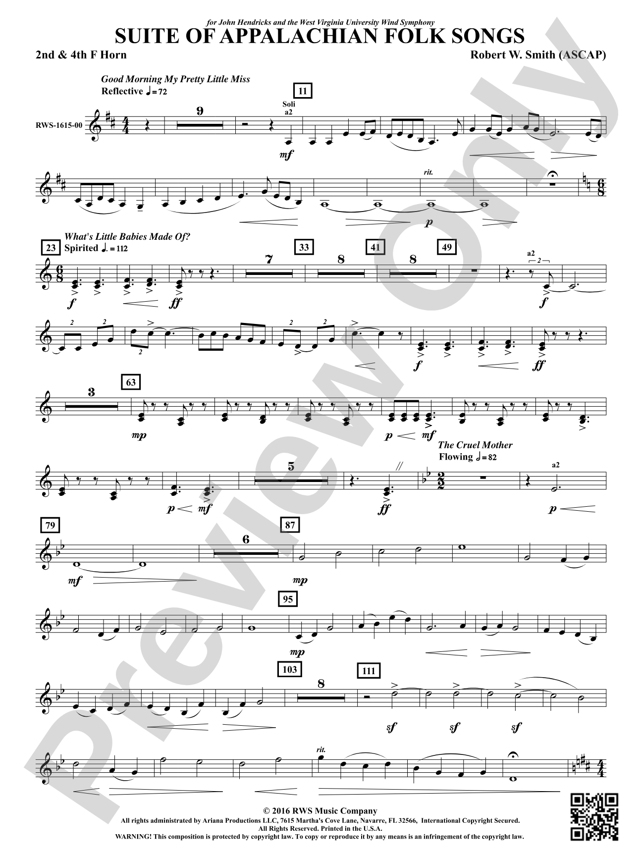 Suite of Appalachian Folk Songs: 2nd & 4th F Horn
