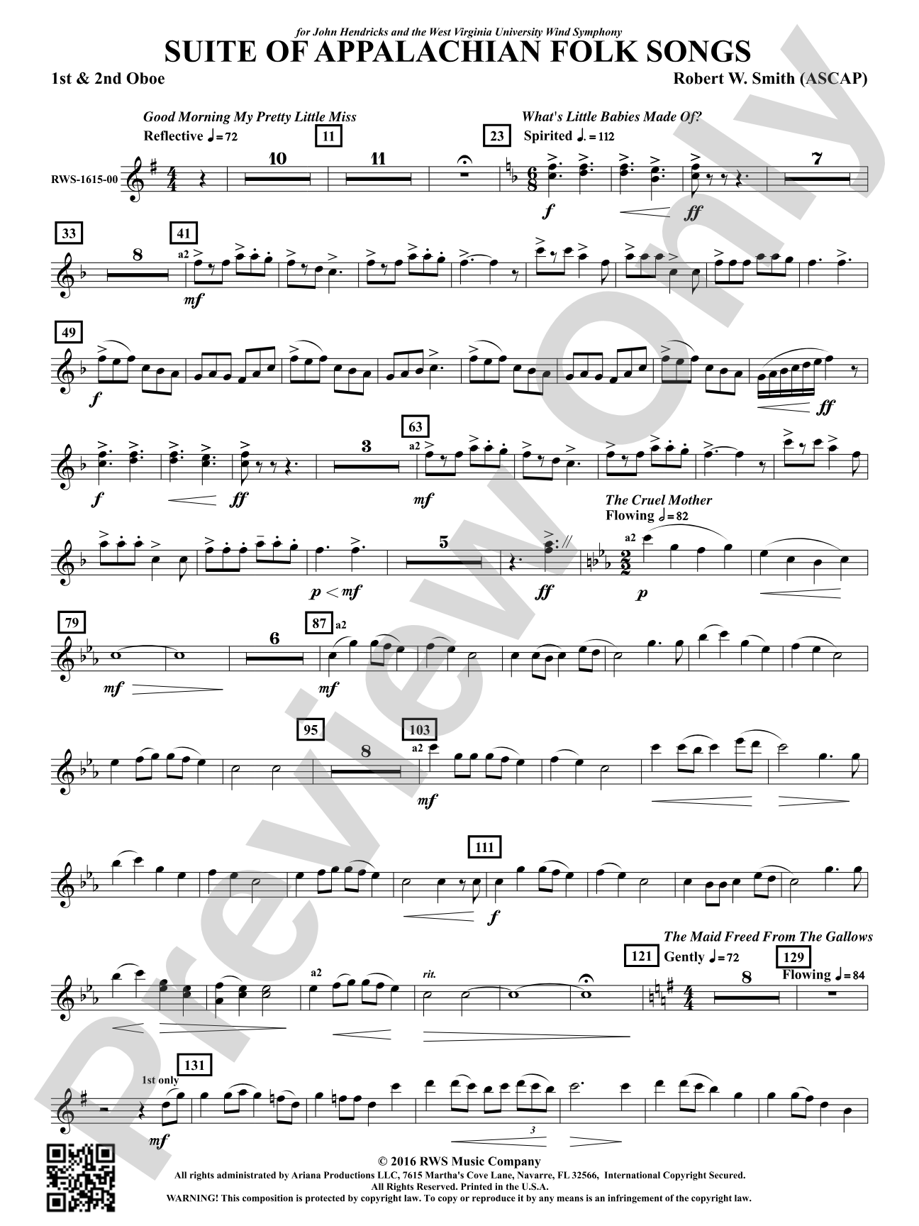 Suite of Appalachian Folk Songs: 1st & 2nd Oboe