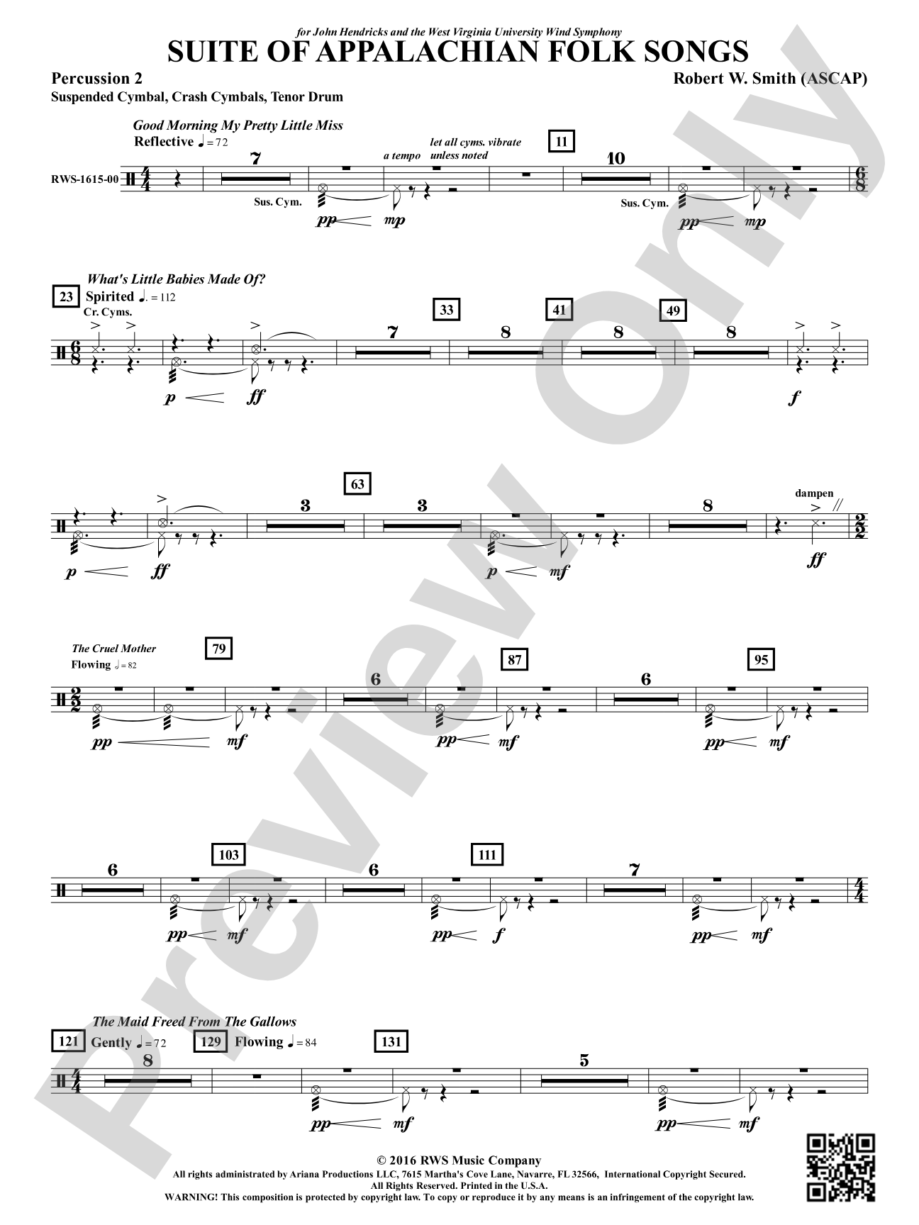 Suite of Appalachian Folk Songs: 2nd Percussion