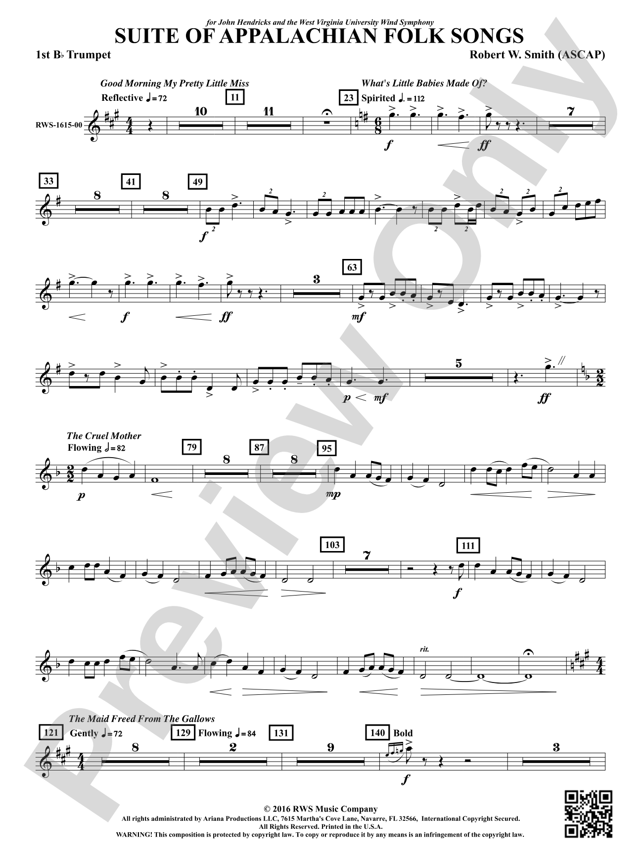 Suite of Appalachian Folk Songs: 1st B-flat Trumpet