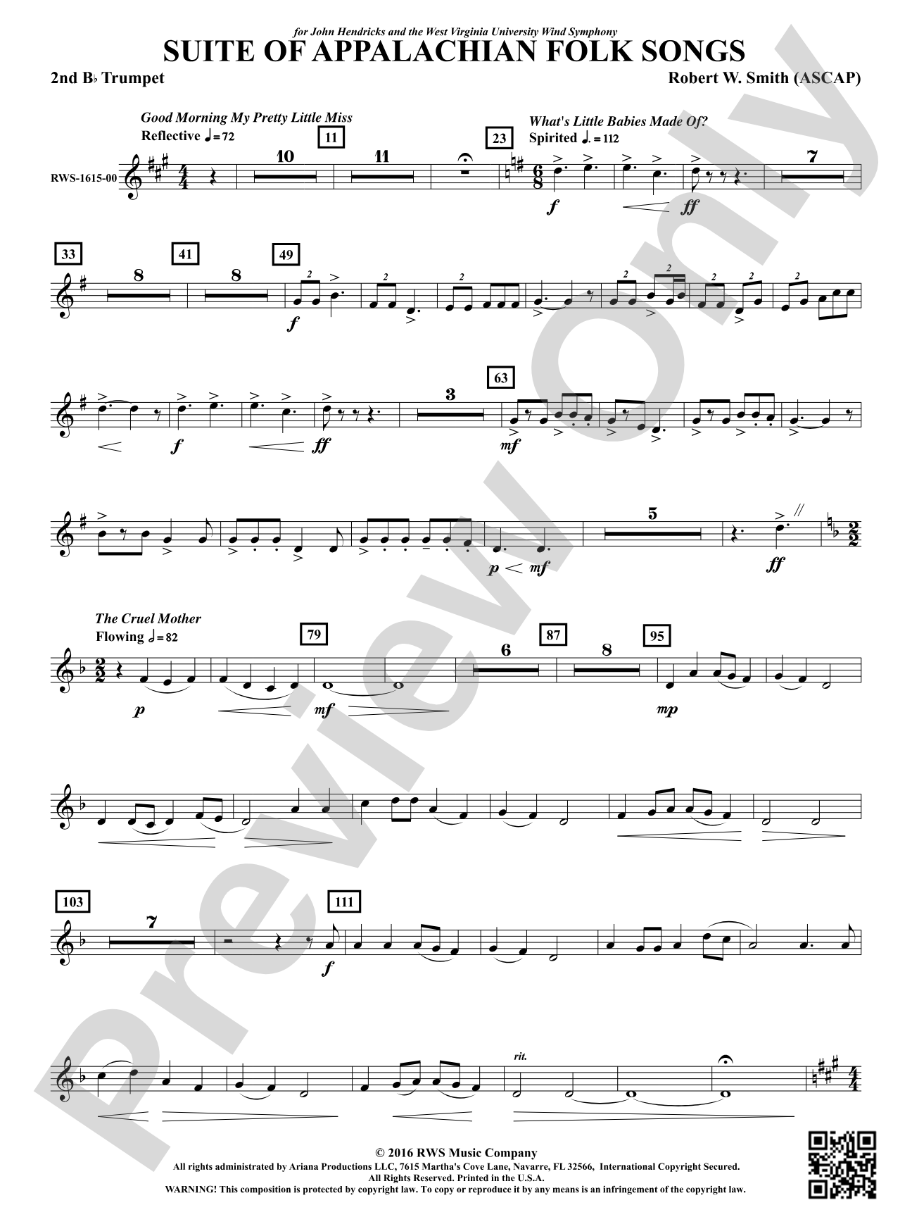 Suite of Appalachian Folk Songs: 2nd B-flat Trumpet