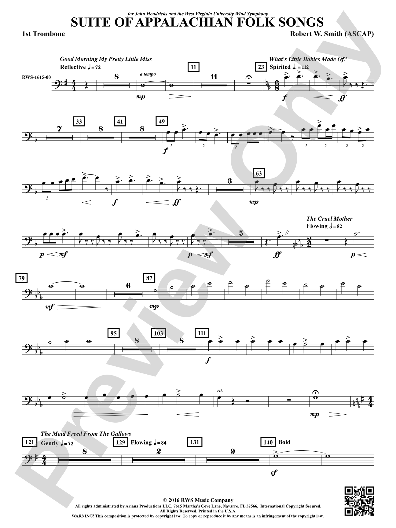 Suite of Appalachian Folk Songs: 1st Trombone