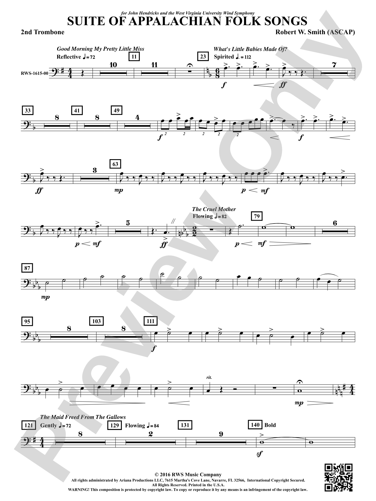 Suite of Appalachian Folk Songs: 2nd Trombone