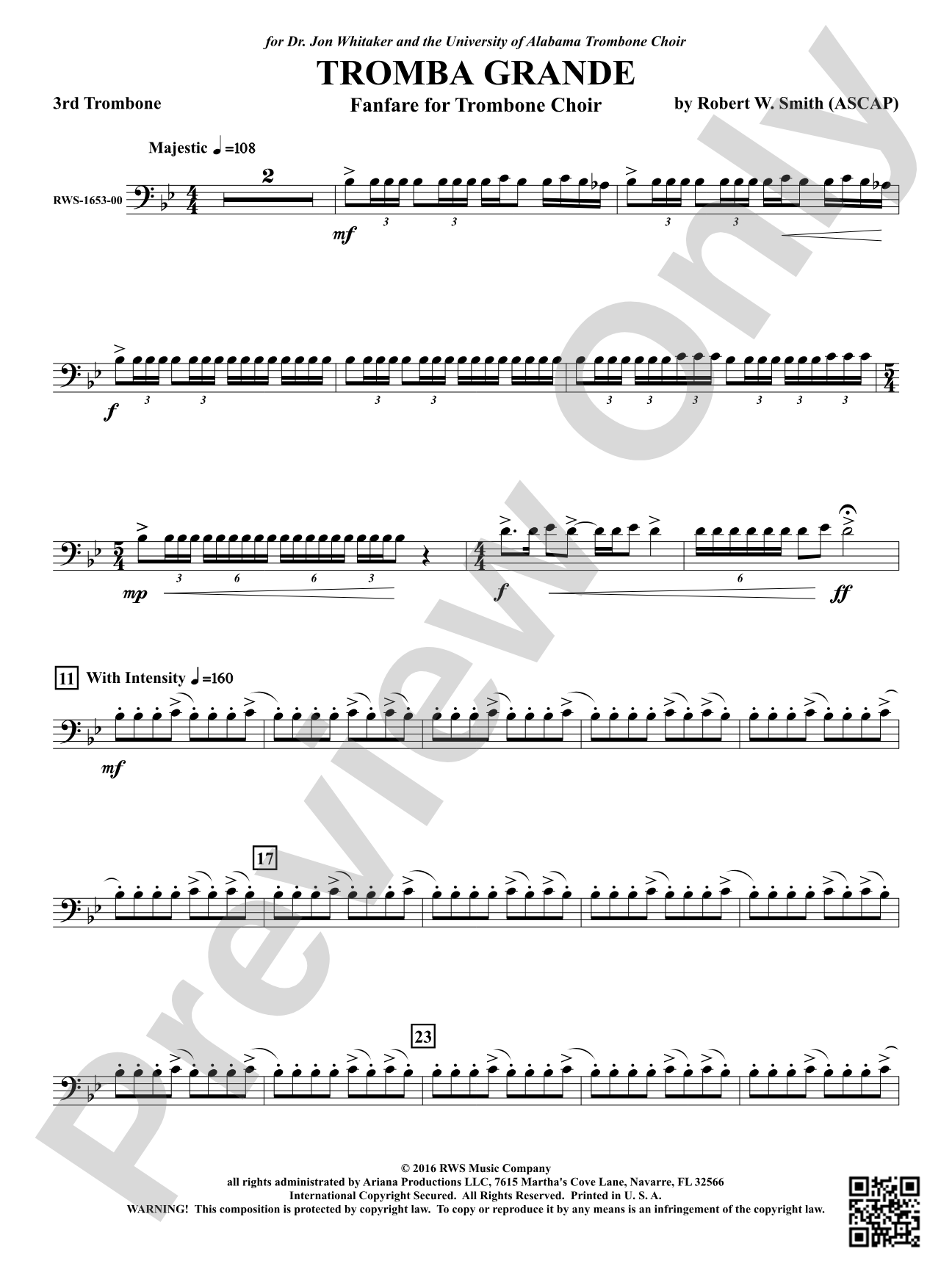 Tromba Grande - Fanfare for Trombone Choir: 3rd Trombone