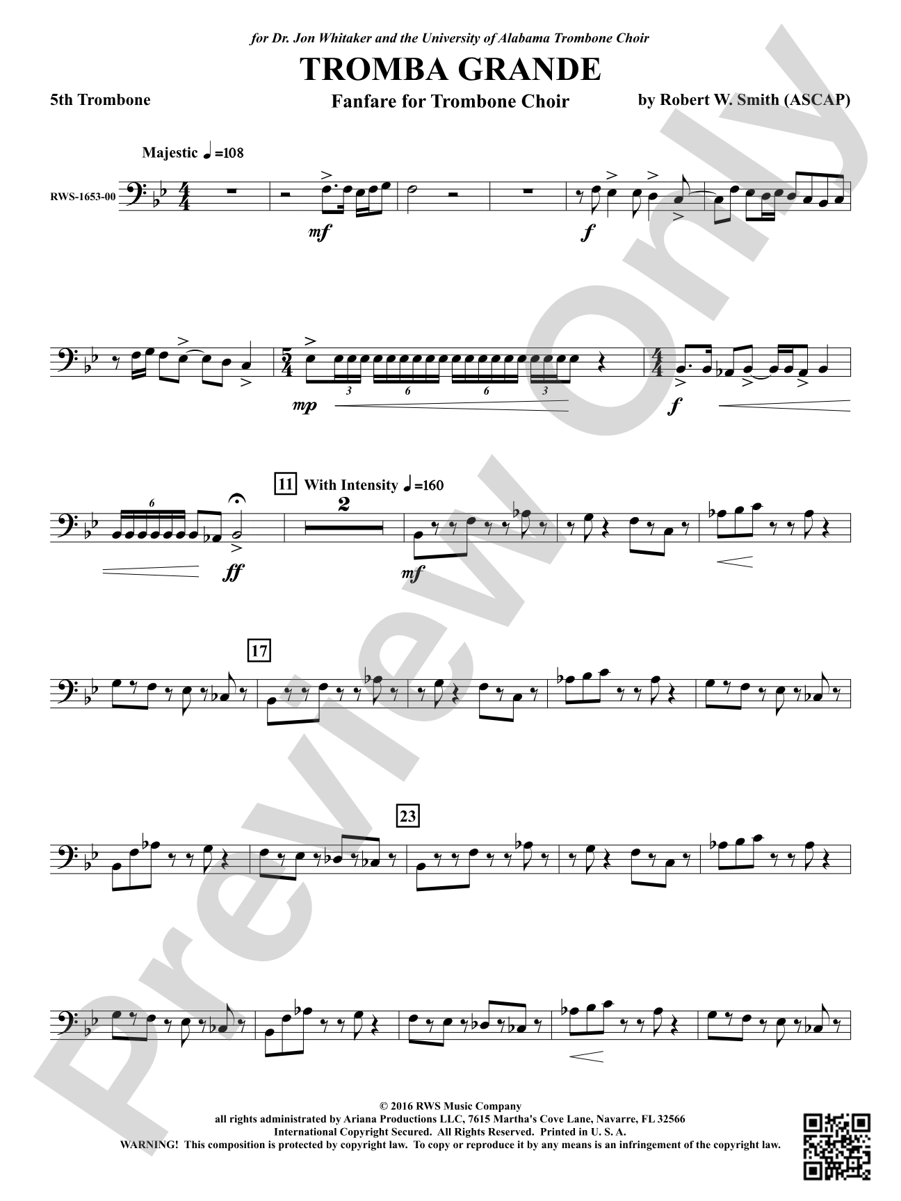 Tromba Grande - Fanfare for Trombone Choir: 5th Trombone