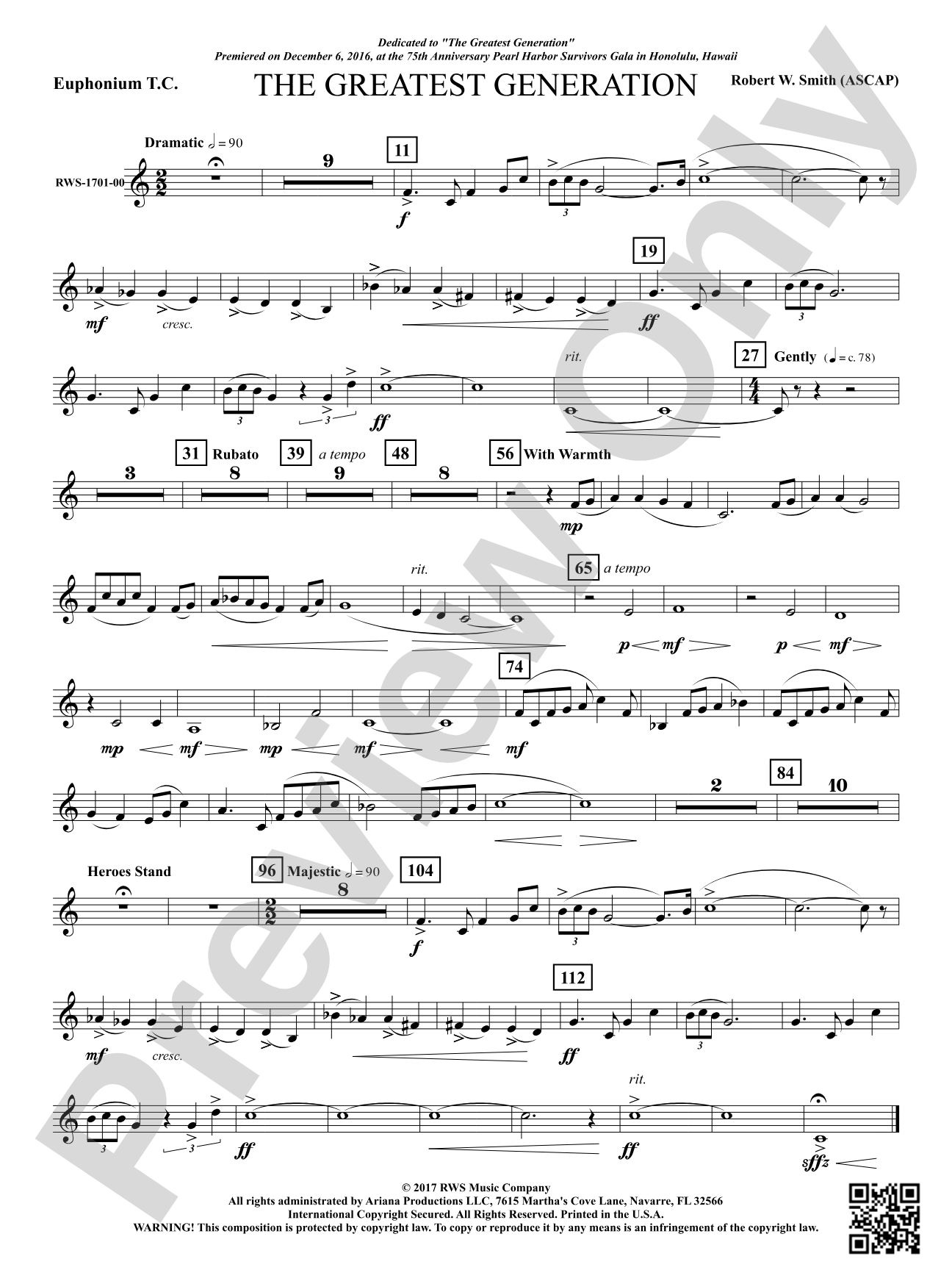 The Greatest Generation - For Symphonic Band: Baritone T.C.