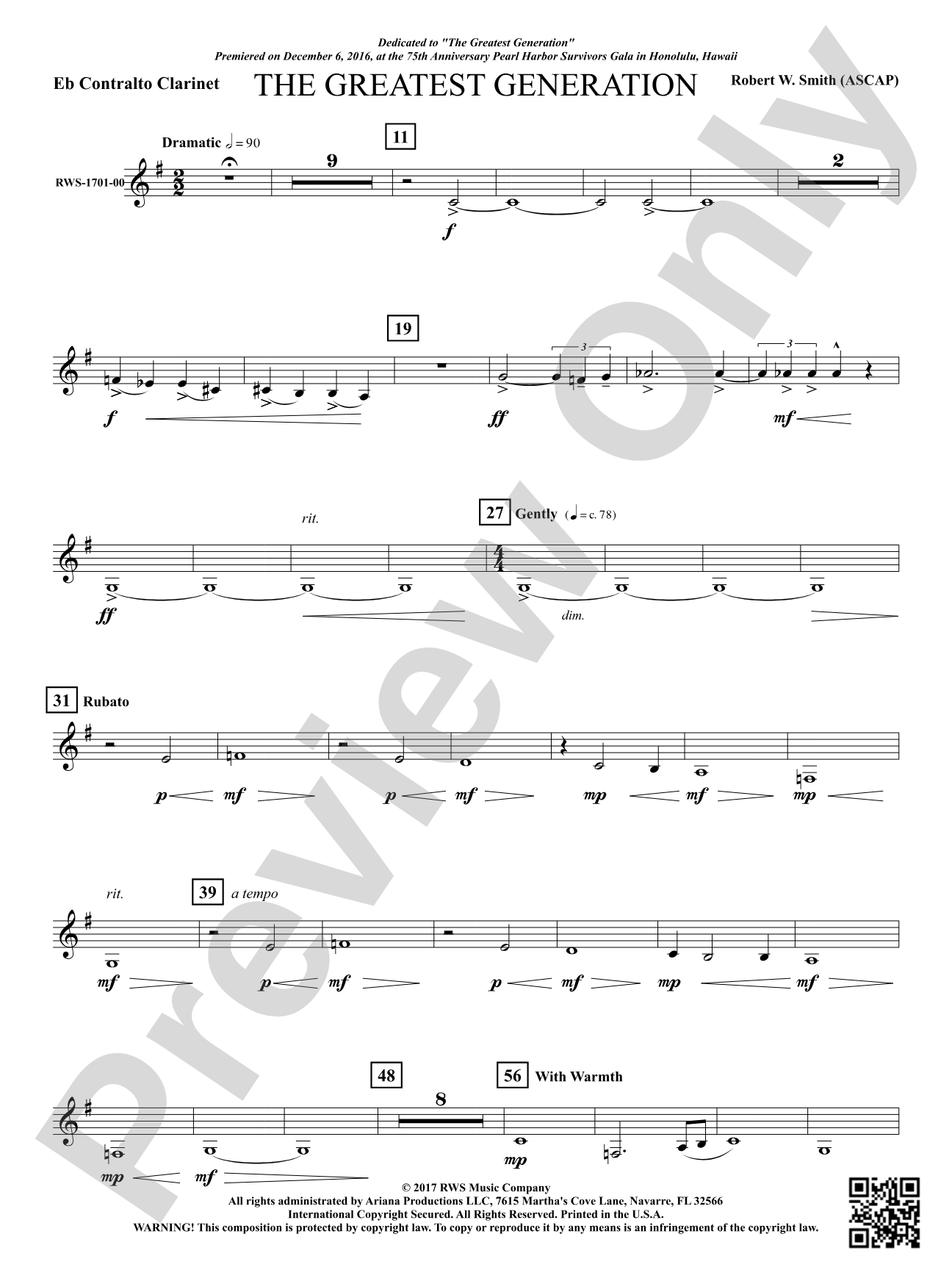 The Greatest Generation - For Symphonic Band: E-flat Contra-Alto Clarinet