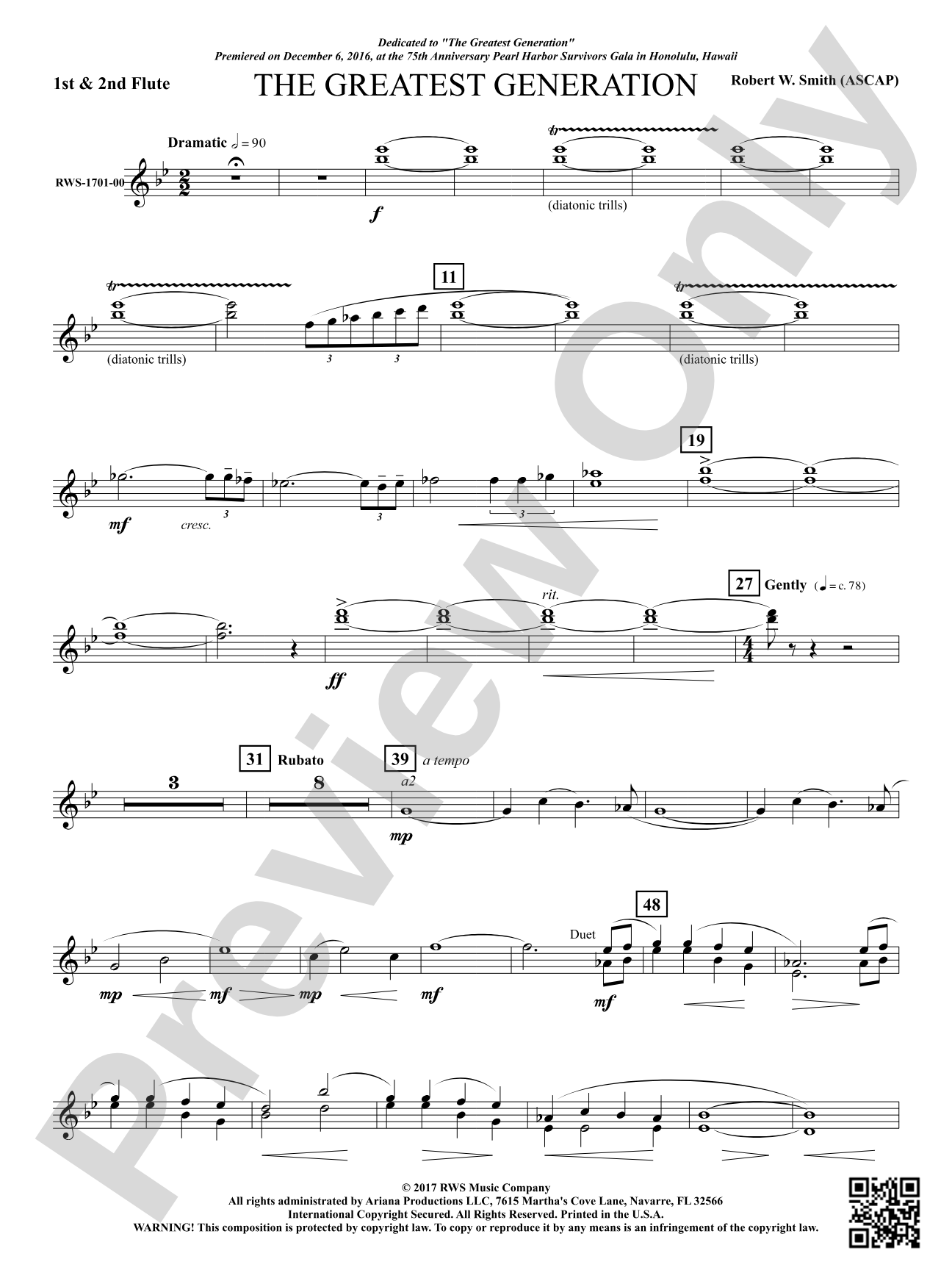 The Greatest Generation - For Symphonic Band: 1st & 2nd Flute