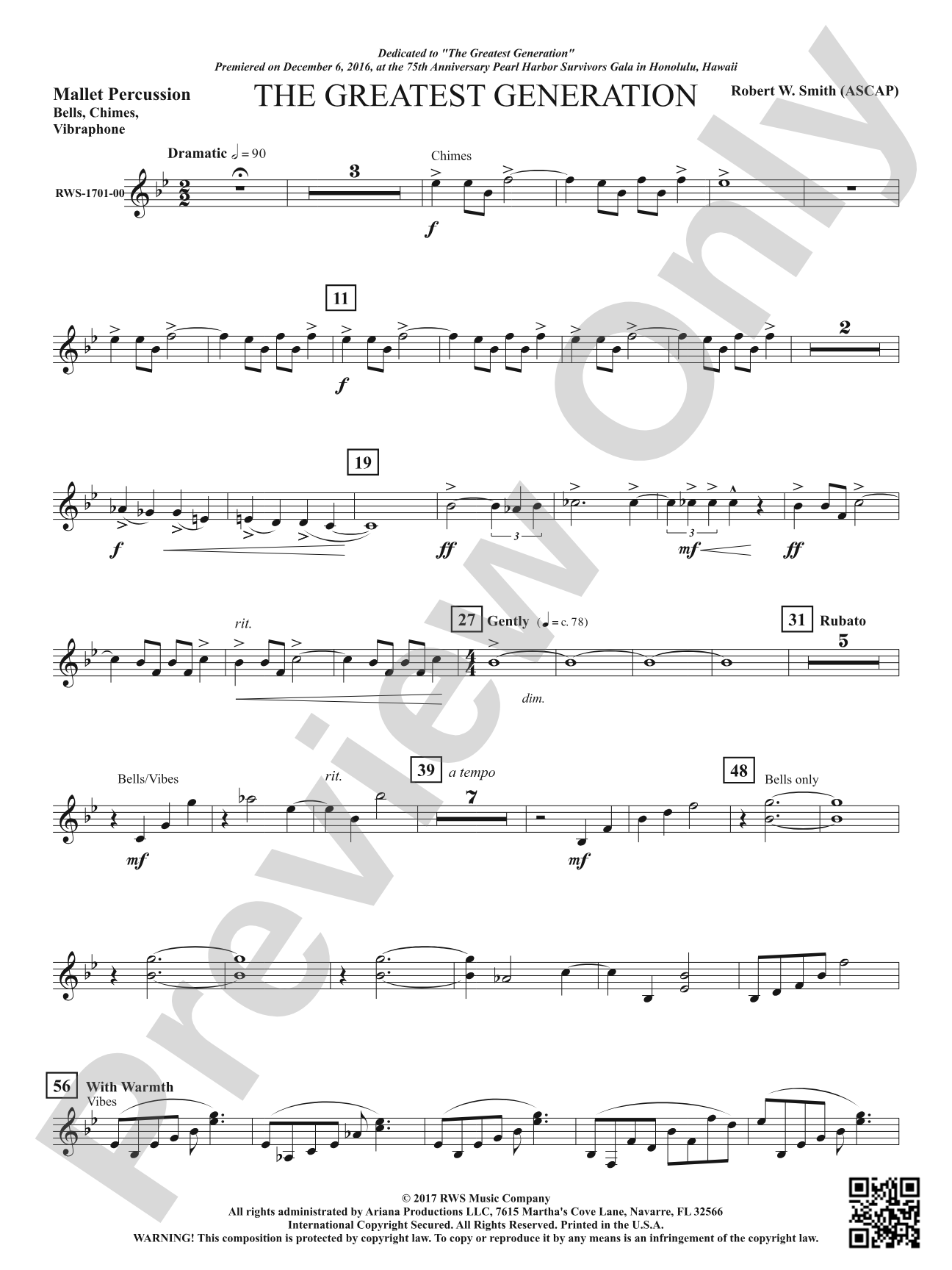 The Greatest Generation - For Symphonic Band: 1st Mallet Percussion