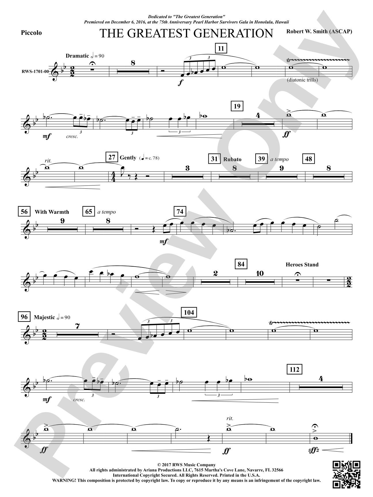 The Greatest Generation - For Symphonic Band: Piccolo