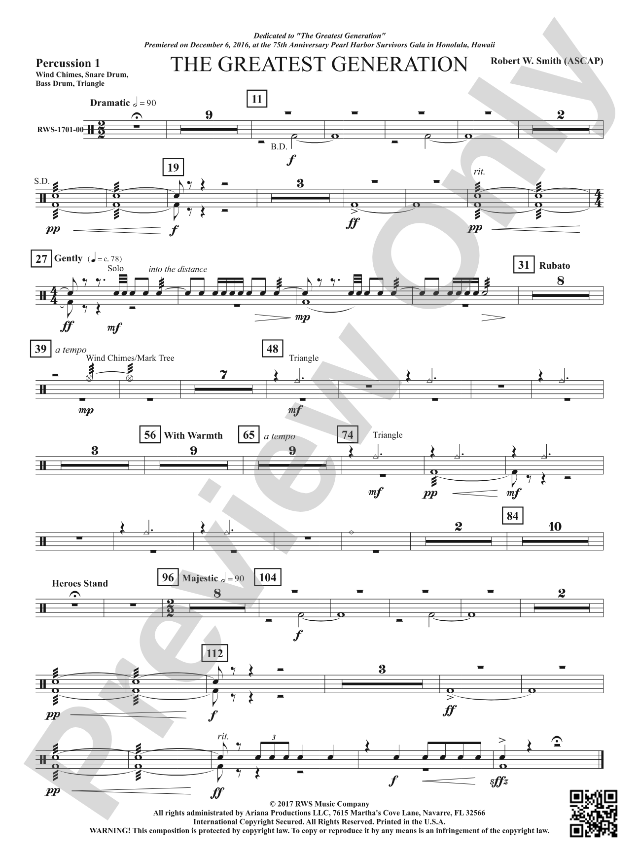 The Greatest Generation - For Symphonic Band: 1st Percussion