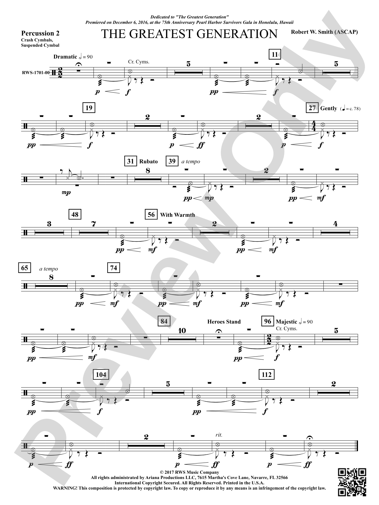 The Greatest Generation - For Symphonic Band: 2nd Percussion