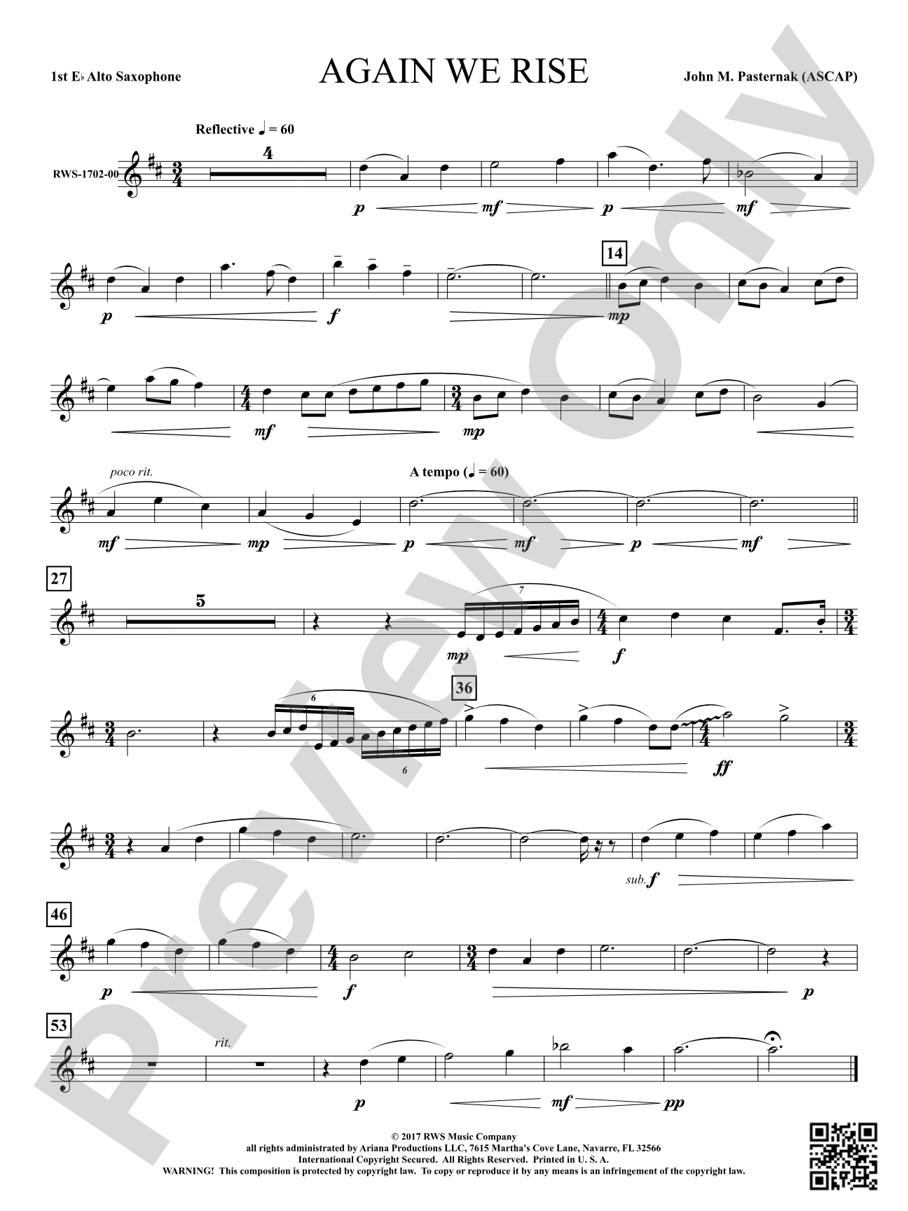 Again We Rise: 1st E-flat Alto Saxophone